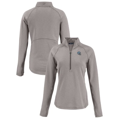 Detroit Lions Cutter & Buck Women's  Peshastin Eco Fleece Recycled Tri-Blend Raglan Half-Zip Jacket - Heather Gray
