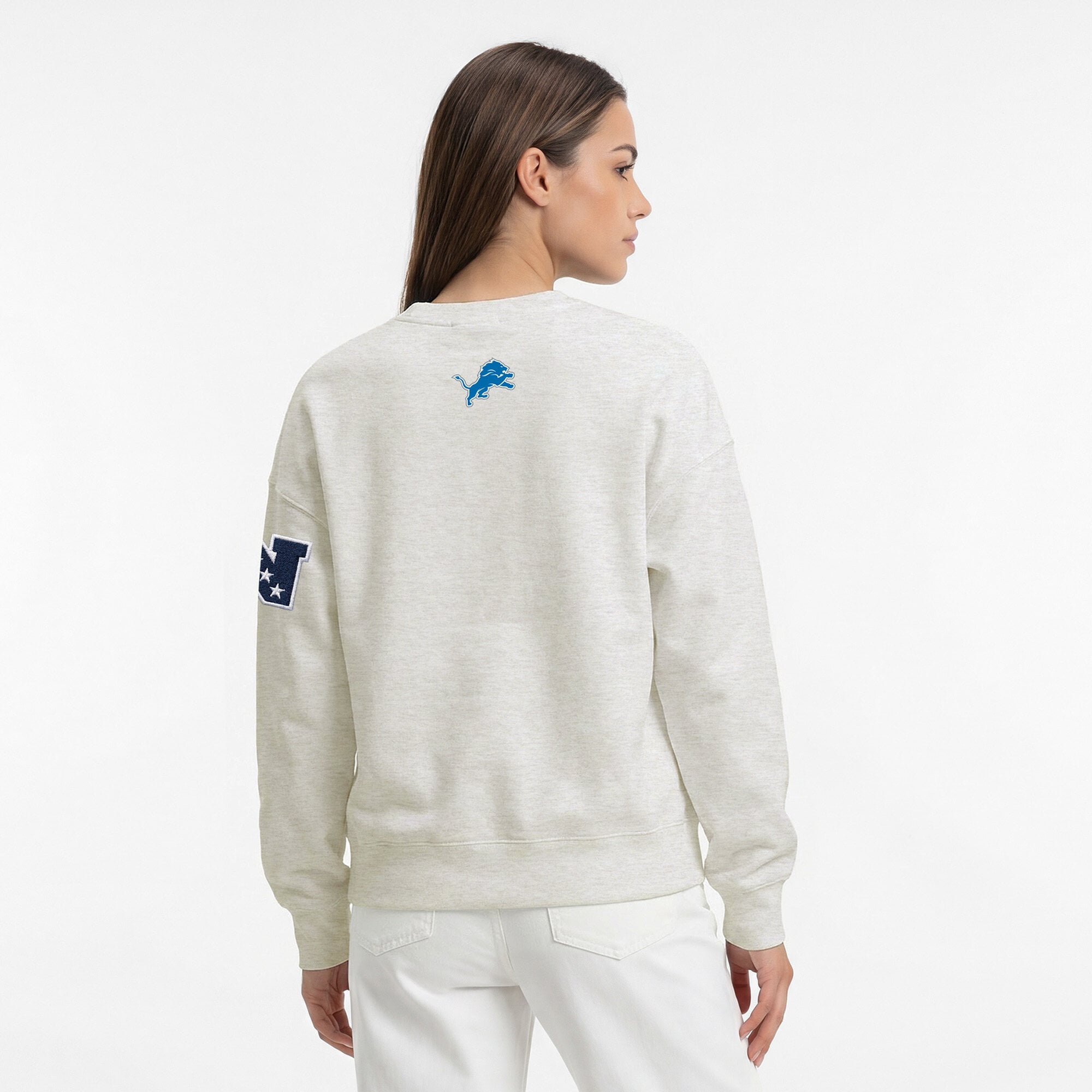 Sweat-shirt polaire à col rond Disney x Champion couleur avoine Detroit Lions All-Star pour femme