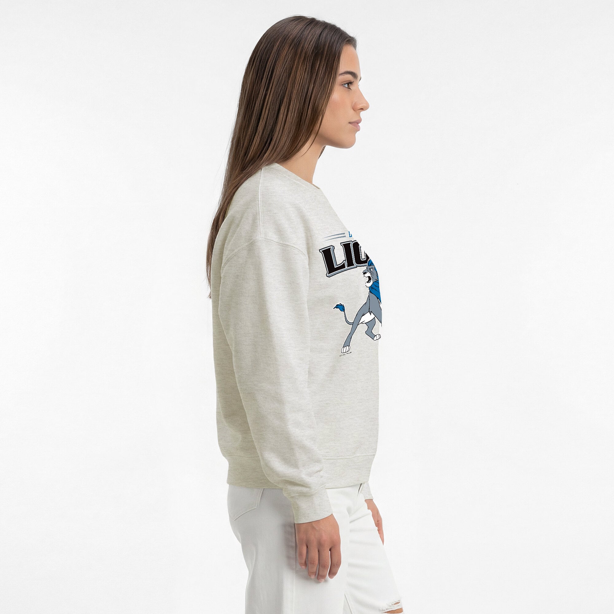 Sweat-shirt polaire à col rond Disney x Champion couleur avoine Detroit Lions All-Star pour femme