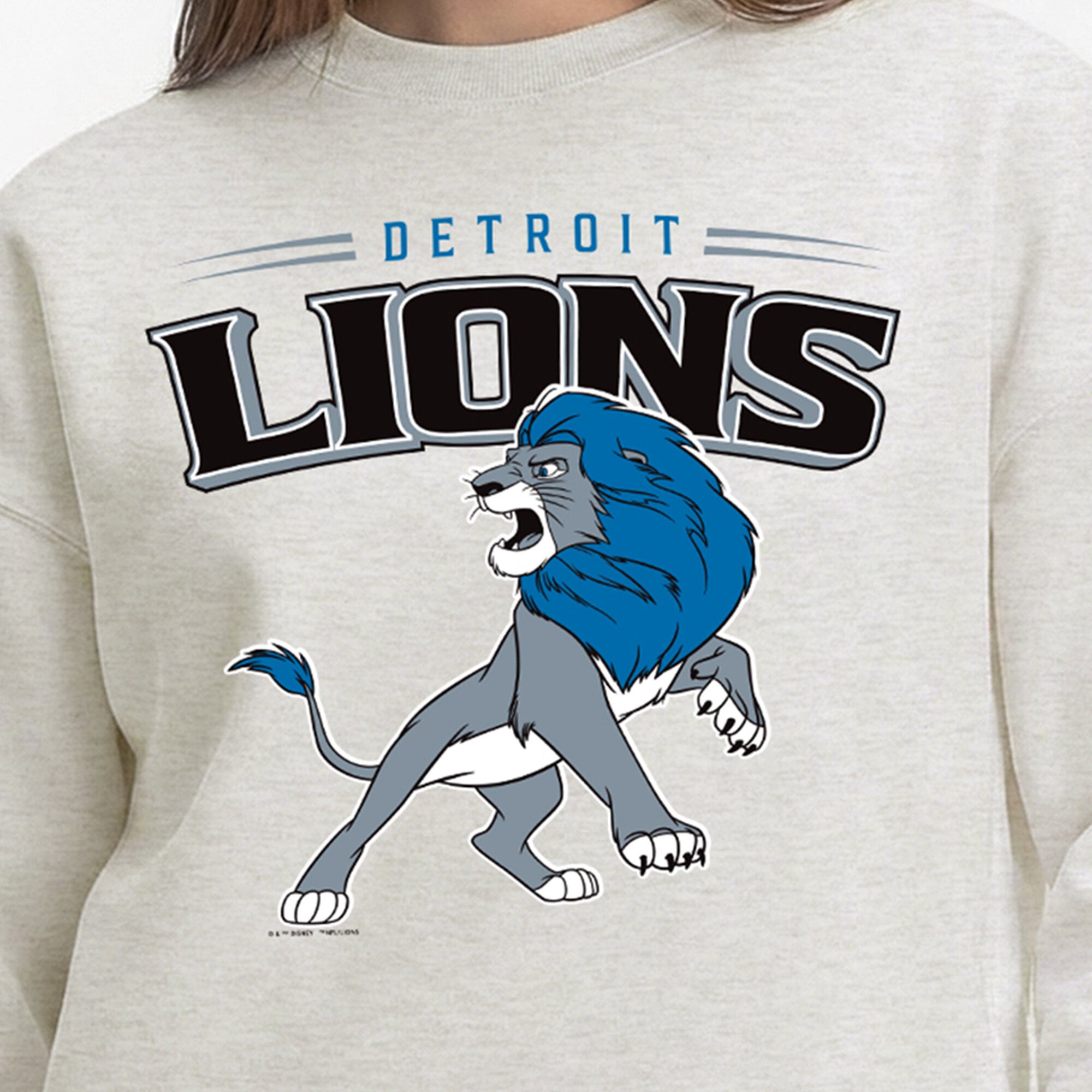 Sweat-shirt polaire à col rond Disney x Champion couleur avoine Detroit Lions All-Star pour femme