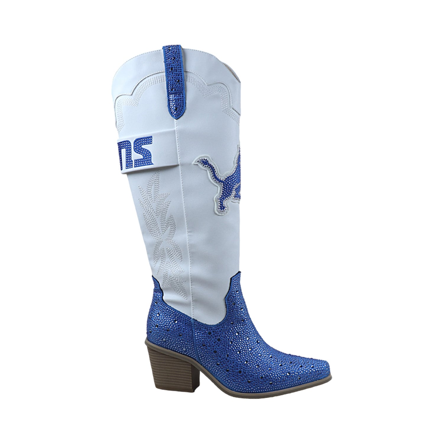 Bottes de cowboy blanches FABGATING by Cuce Detroit Lions Crystal pour femmes