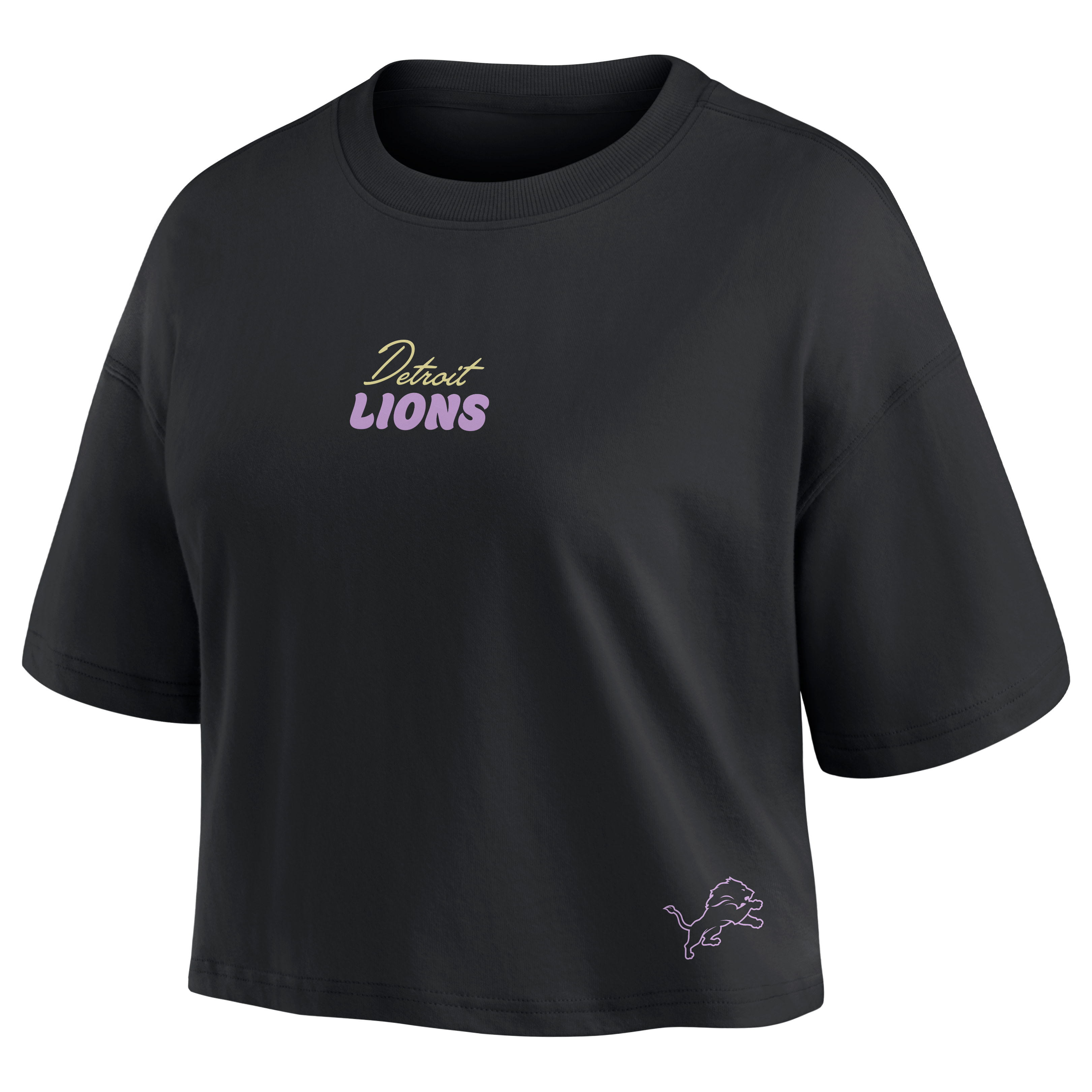 T-shirt court noir à l'effigie d'Aidan Hutchinson, des Lions de Détroit, pour femmes la marque Fanatics.