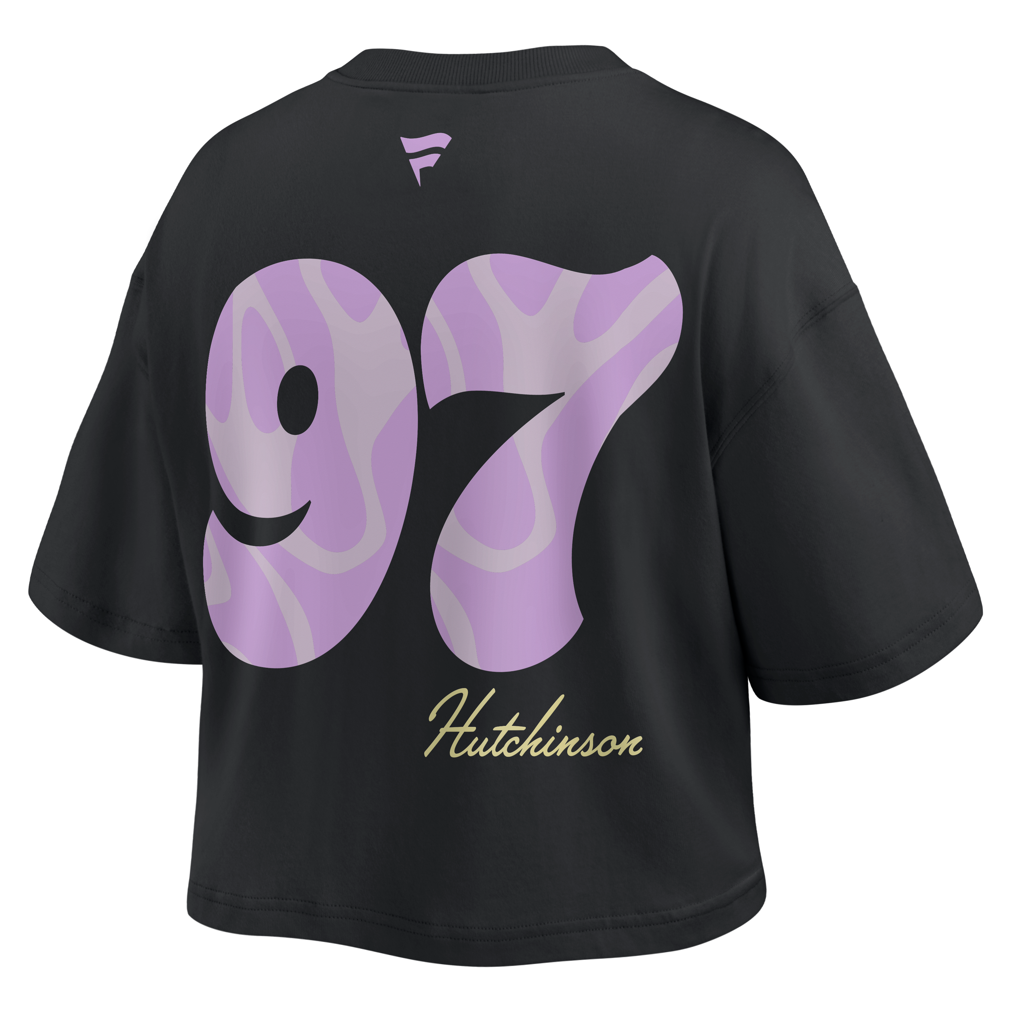 T-shirt court noir à l'effigie d'Aidan Hutchinson, des Lions de Détroit, pour femmes la marque Fanatics.