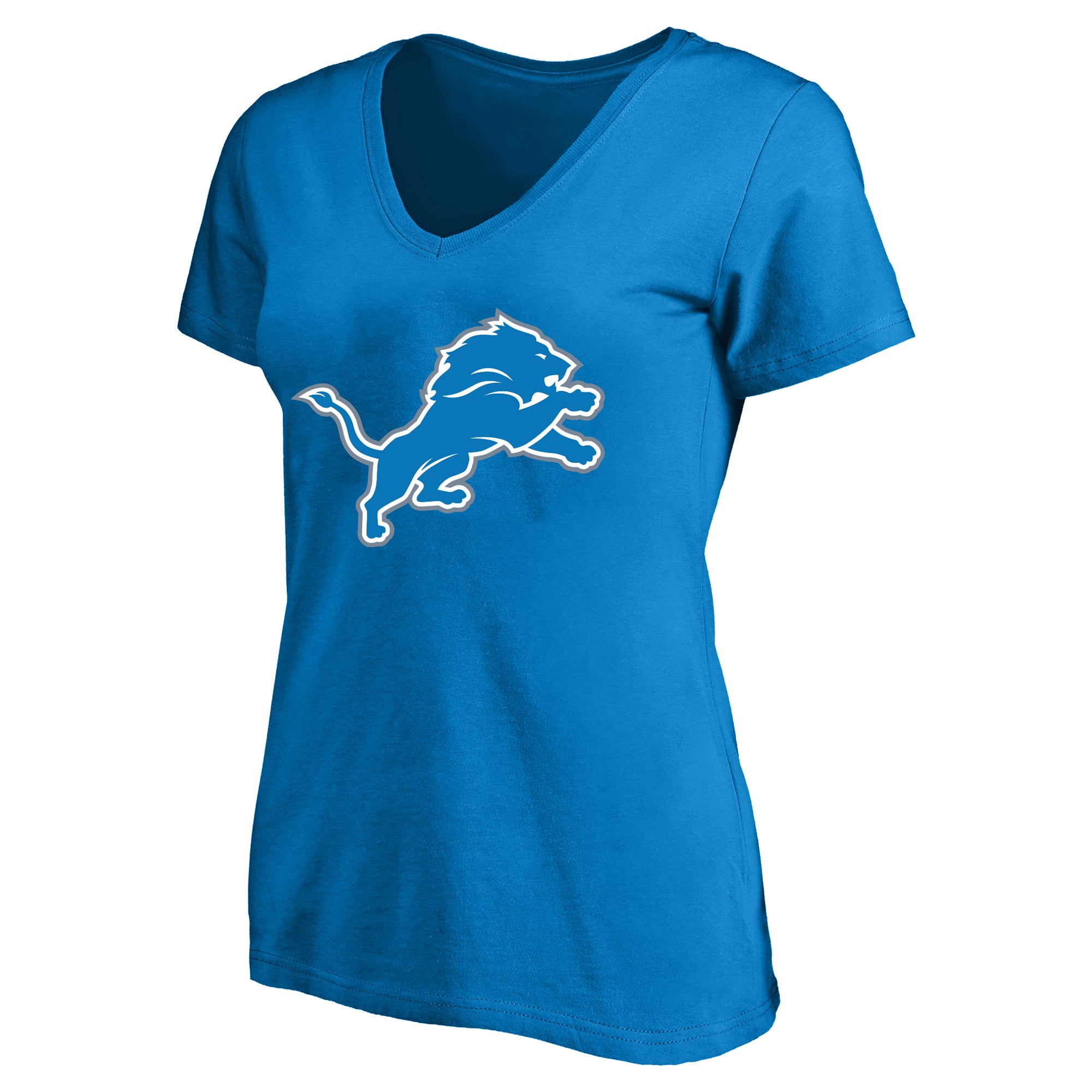 T-shirt à col en V Fanatics Amon-Ra St. Brown Blue Detroit Lions pour femmes, grandes tailles, nom et numéro