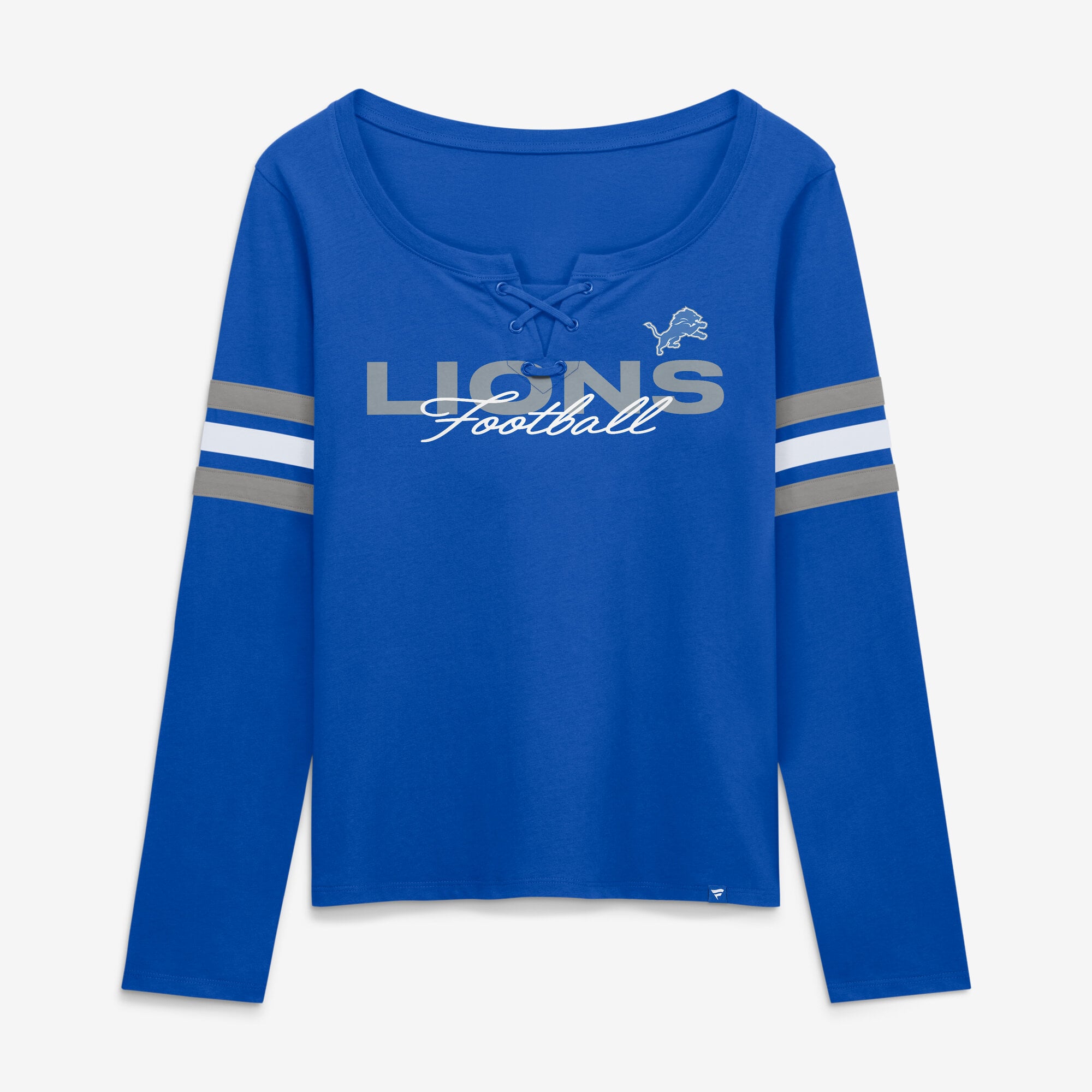 T-shirt à manches longues lacets Fanatics Blue Detroit Lions pour femmes