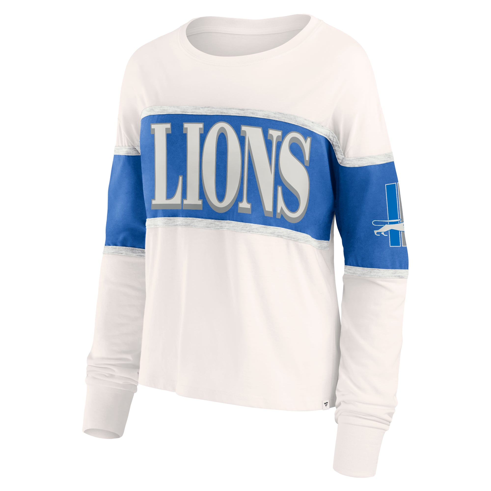 T-shirt à manches longues Fanatics Cream Detroit Lions Antique Block pour femmes