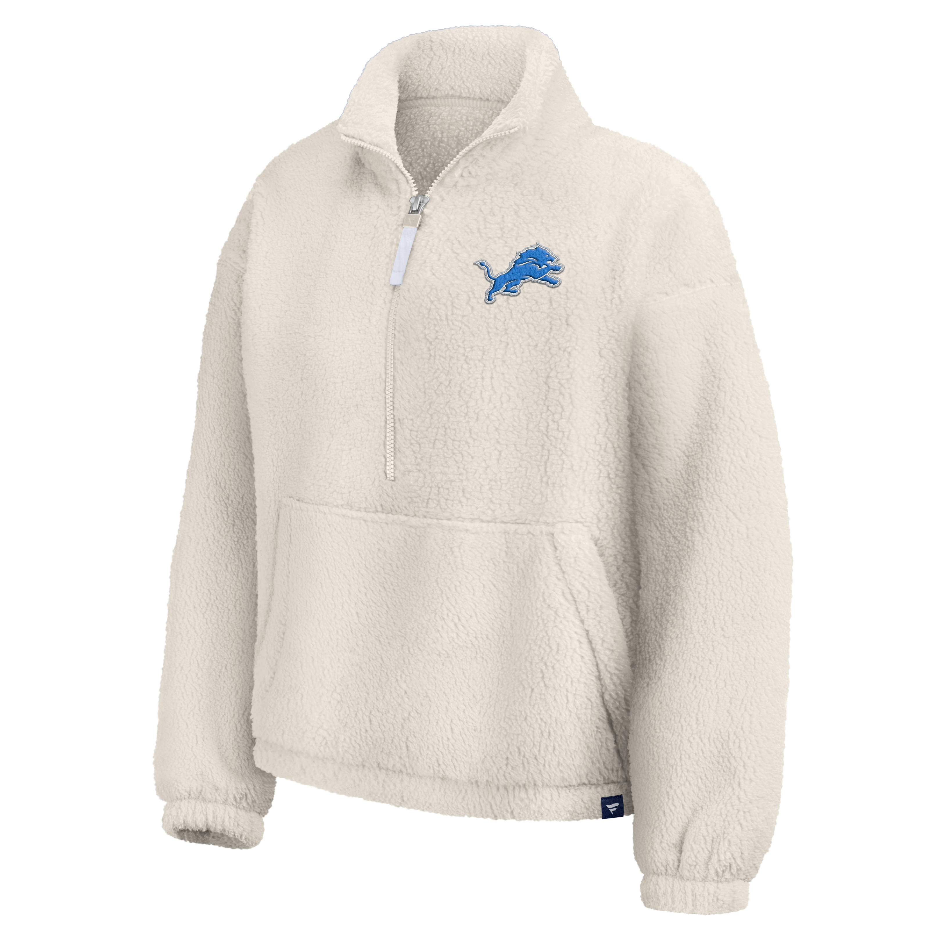 Pull-over oversize à demi-zip en sherpa crème Detroit Lions pour femme de Fanatics