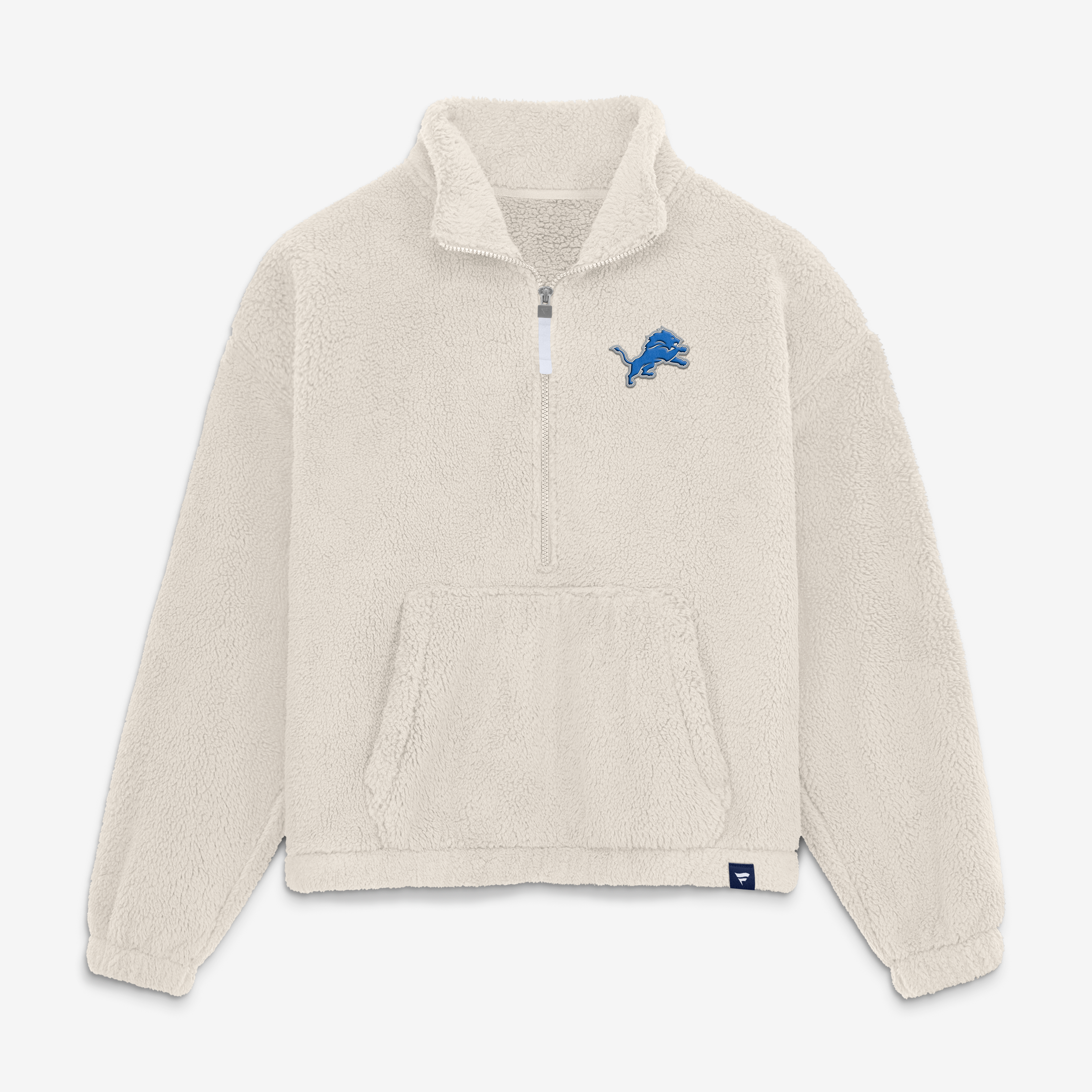 Pull-over oversize à demi-zip en sherpa crème Detroit Lions pour femme de Fanatics