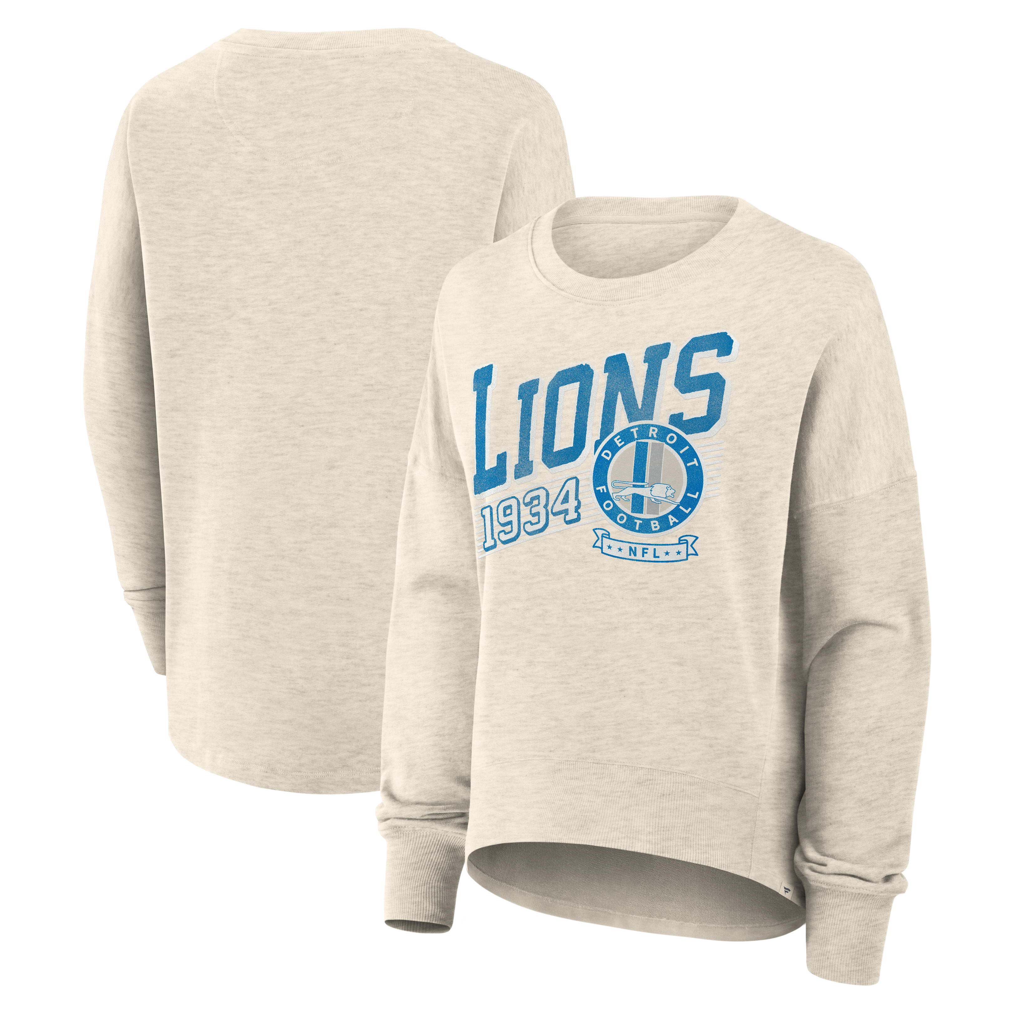 Women's Fanatics Cream Detroit Lions Oversized Heritage Sweatshirt