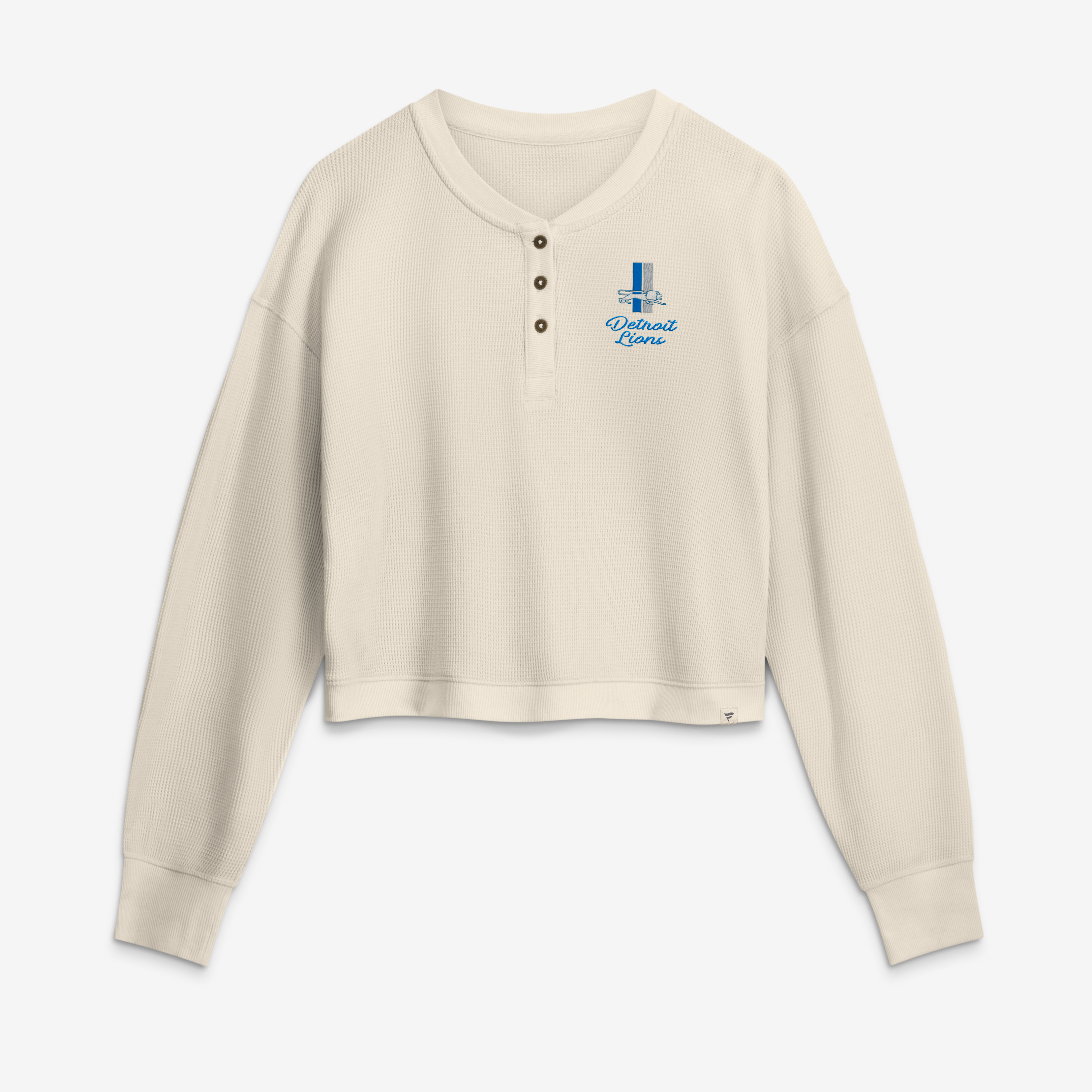 T-shirt court décontracté à manches longues Fanatics crème Detroit Lions pour femme