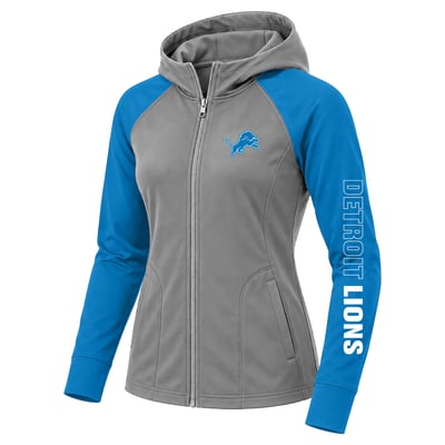 Detroit Lions Fanatics Women's Plus Size Cornerback Blitz Full-Zip Hoodie - Gray/Blue