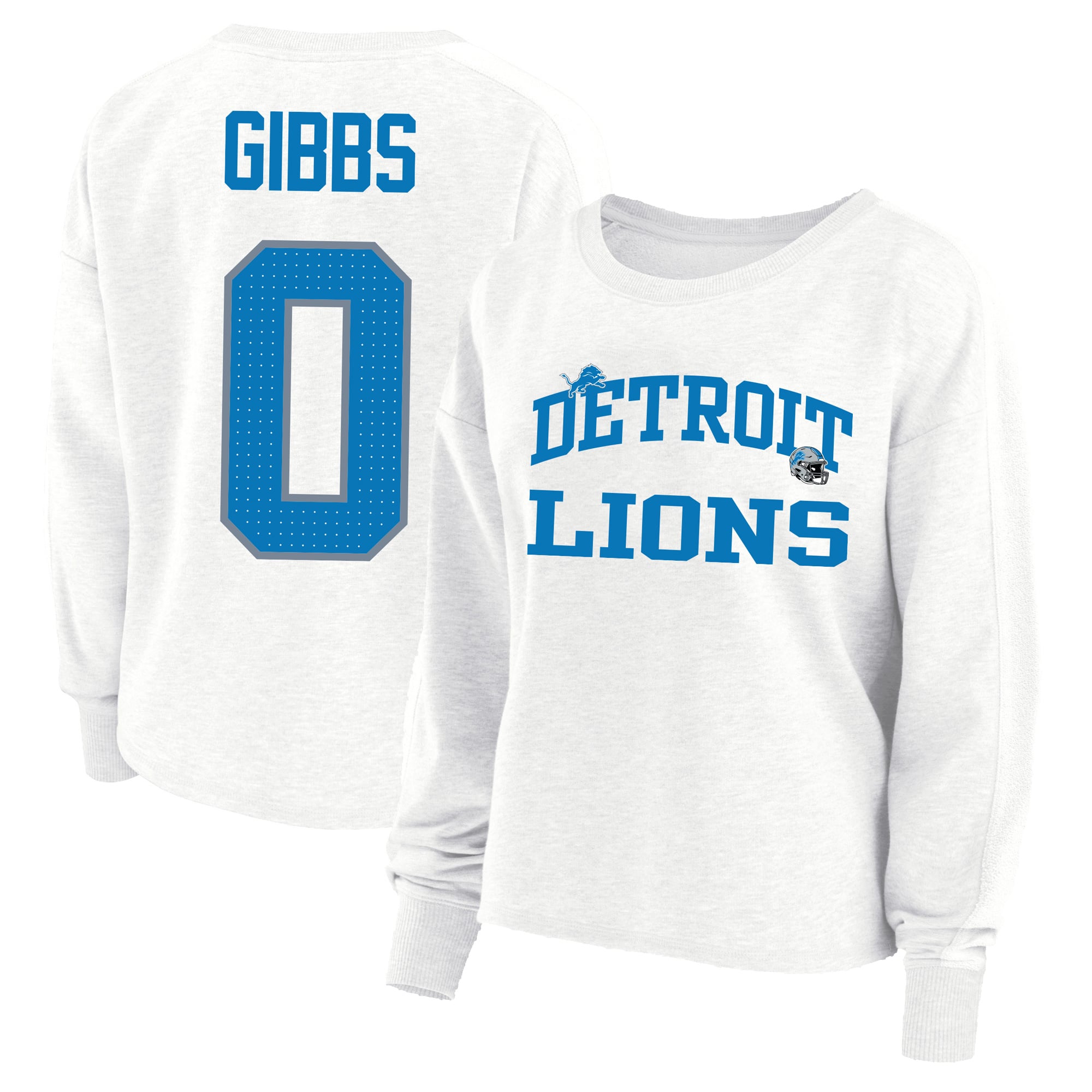 Sweat-shirt oversize grande taille pour femme Fanatics Jahmyr Gibbs blanc Detroit Lions avec nom et numéro