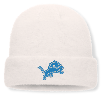 Detroit Lions Fanatics Women's Puff Fuzzy Fleece Cuffed Knit Hat - White