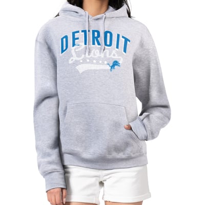  Detroit Lions G-III 4Her by Carl Banks Women's Filigree Logo Pullover Hoodie – Heather Gray