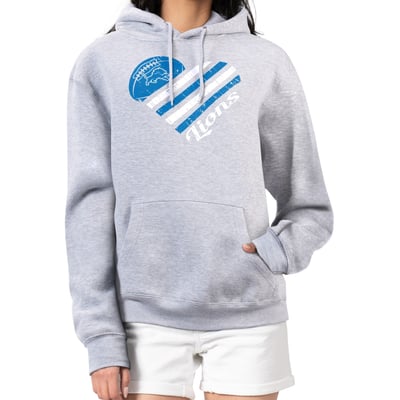  Detroit Lions G-III 4Her by Carl Banks Women's Heart Graphic Fleece Pullover Hoodie - Heather Gray
