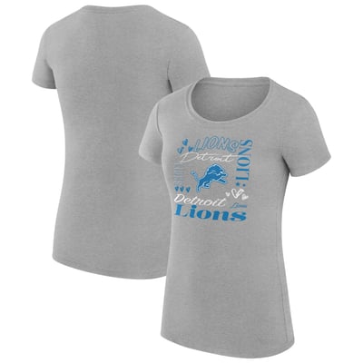  Detroit Lions G-III 4Her by Carl Banks Women's Super-Slim Fit Lightweight Collage Team T-Shirt - Heather Gray