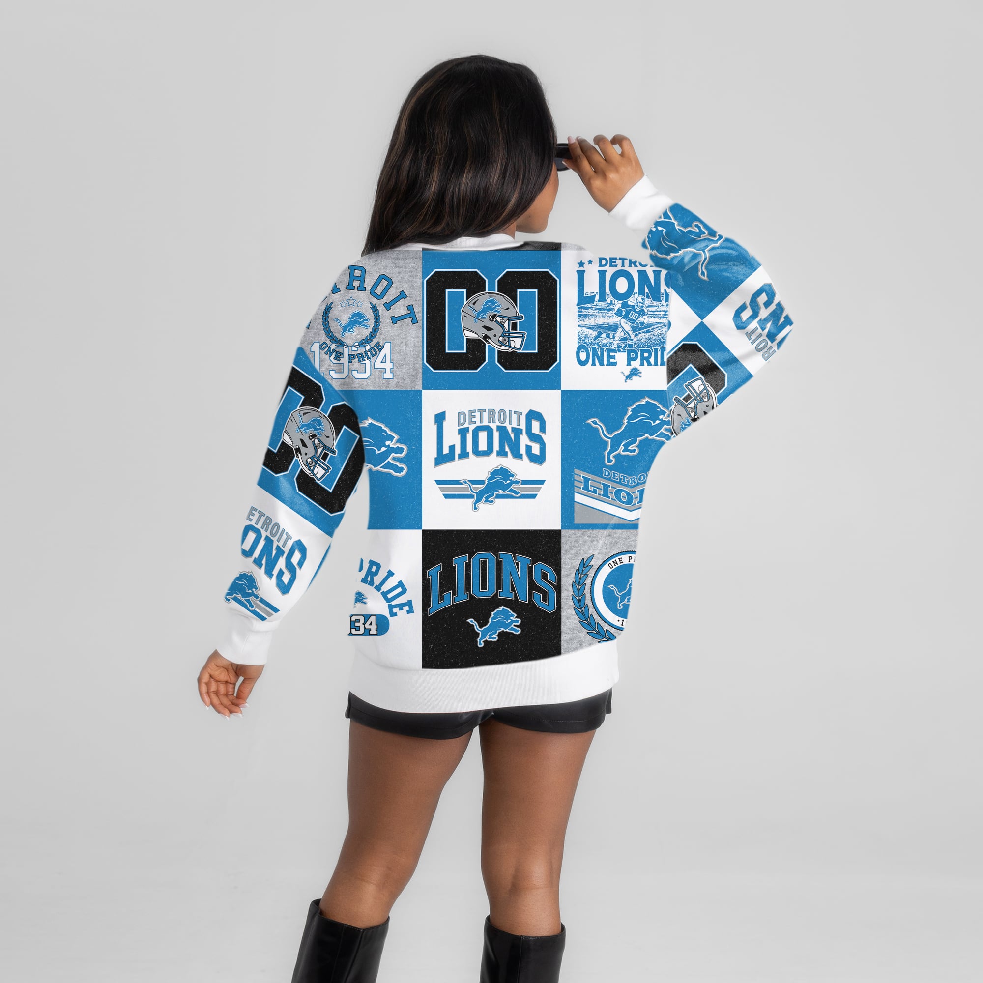 Women's Gameday Couture White Detroit Lions Highlight Reel Repeat Premium Fleece Sweatshirt