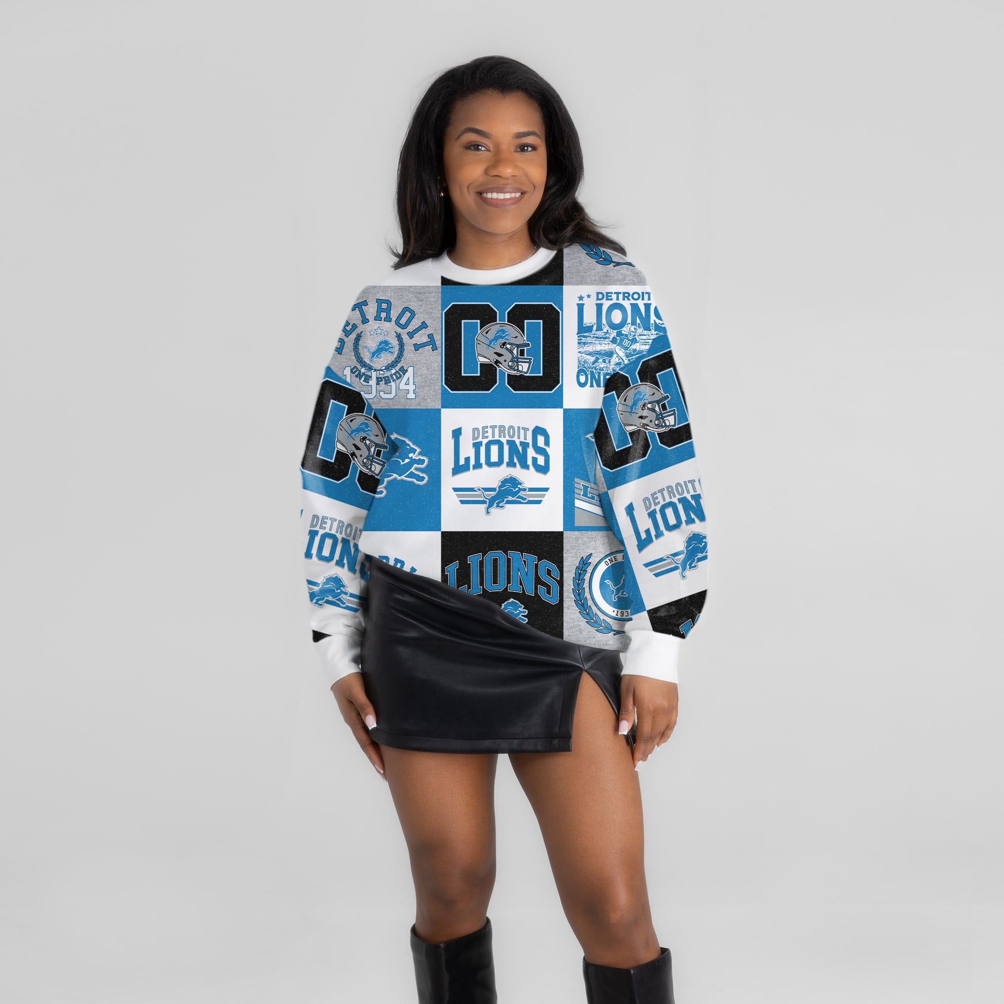 Women's Gameday Couture White Detroit Lions Highlight Reel Repeat Premium Fleece Sweatshirt