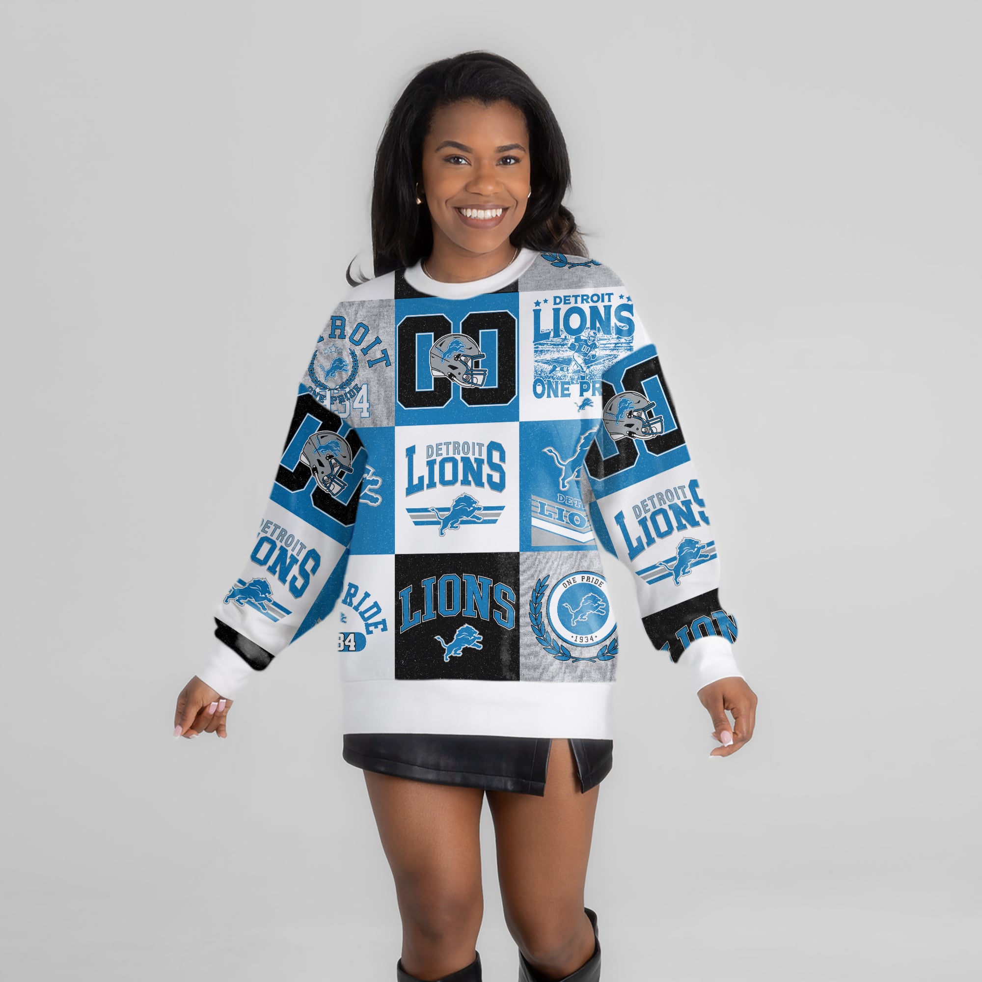 Women's Gameday Couture White Detroit Lions Highlight Reel Repeat Premium Fleece Sweatshirt