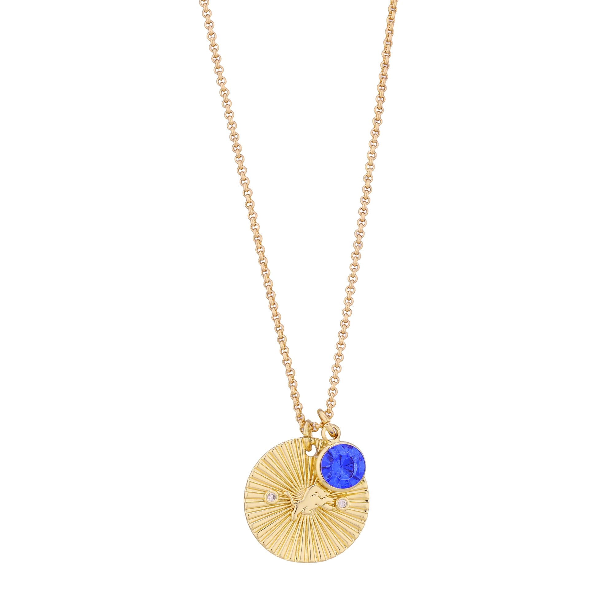 Collier pour femme LUV AJ Gold Detroit Lions avec pendentif spirale et pierre