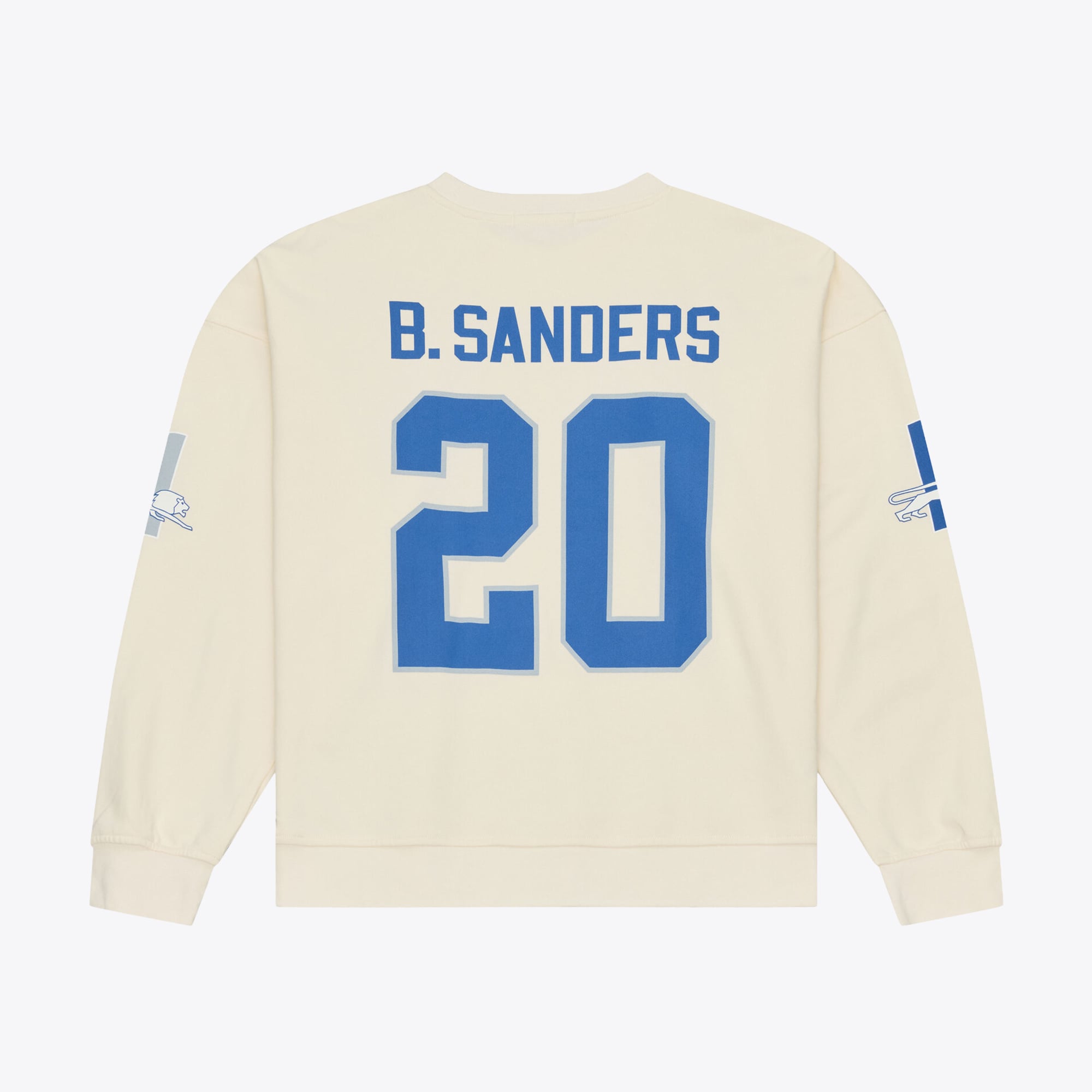 Sweat-shirt Mitchell & Ness Barry Sanders crème pour femme, avec nom et numéro des Lions de Détroit