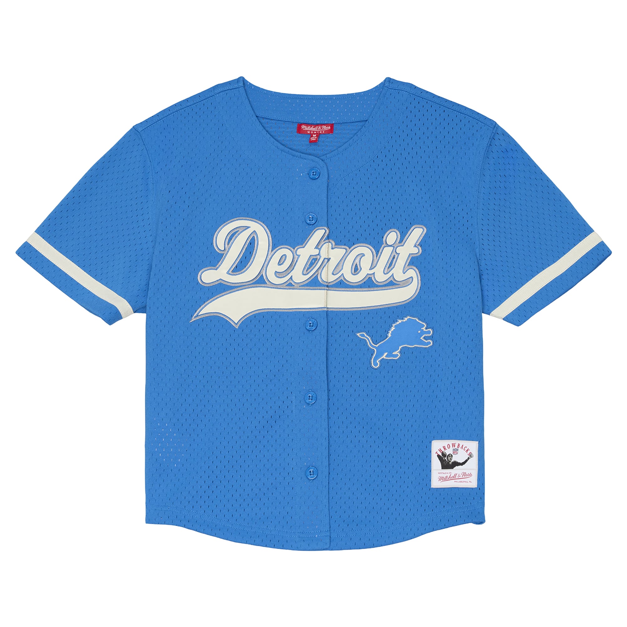 Women's Mitchell & Ness Blue Detroit Lions Plus Retro Roots Baseball Jersey