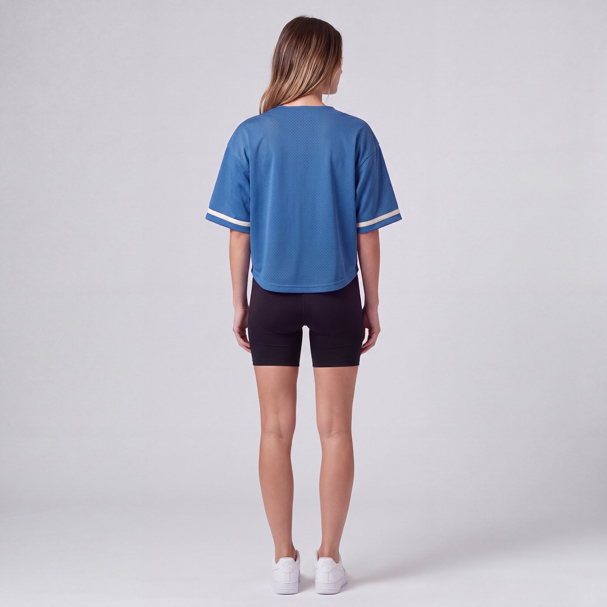 Women's Mitchell & Ness Blue Detroit Lions Retro Roots Baseball Jersey