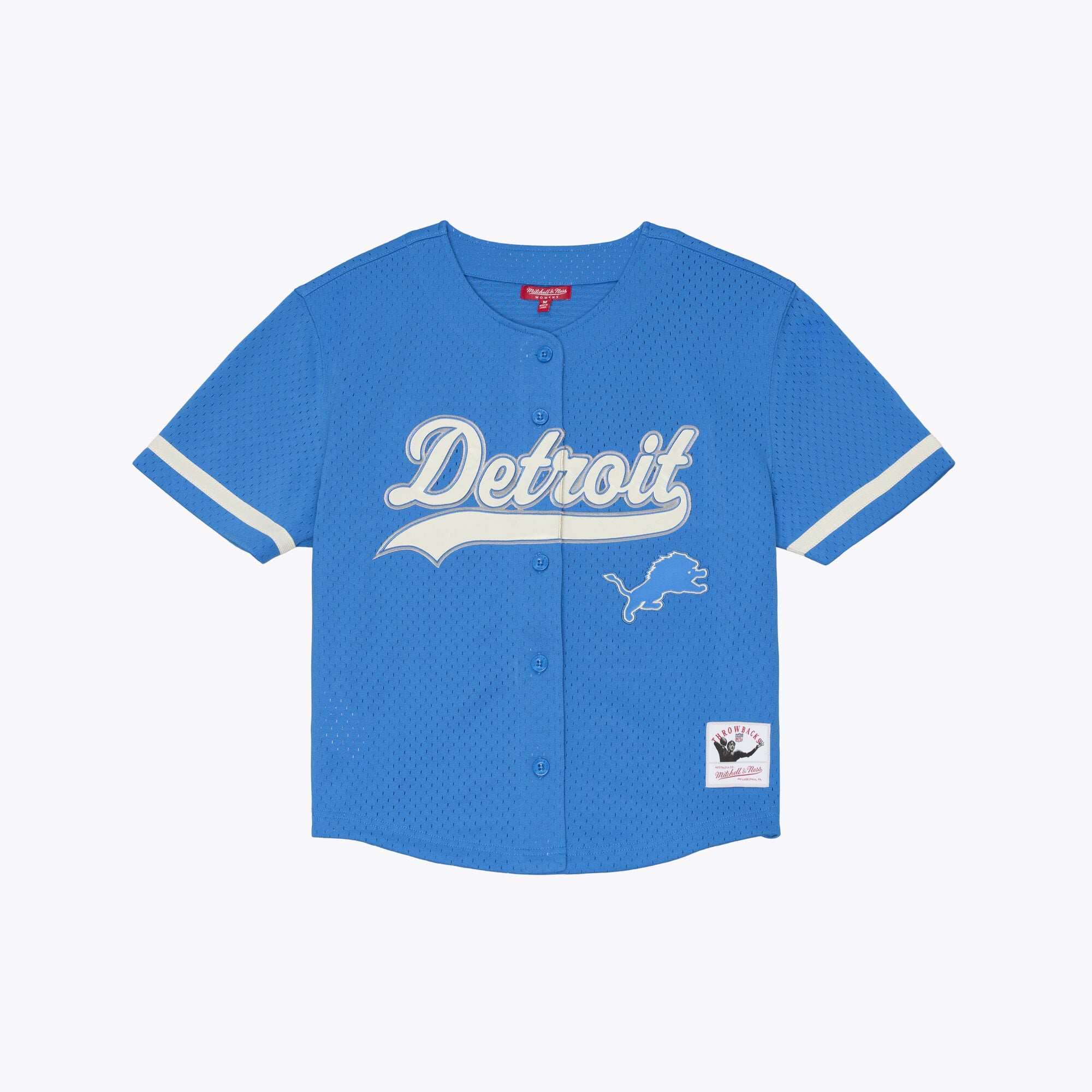 Women's Mitchell & Ness Blue Detroit Lions Retro Roots Baseball Jersey