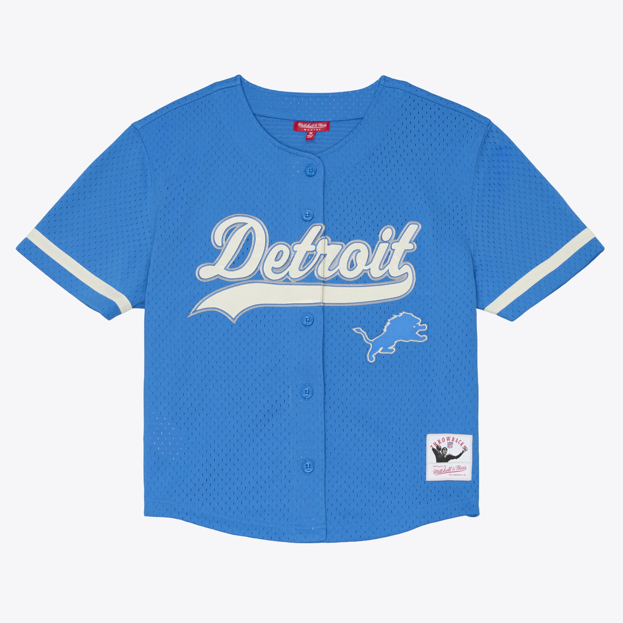 Women's Mitchell & Ness Blue Detroit Lions Retro Roots Baseball Jersey