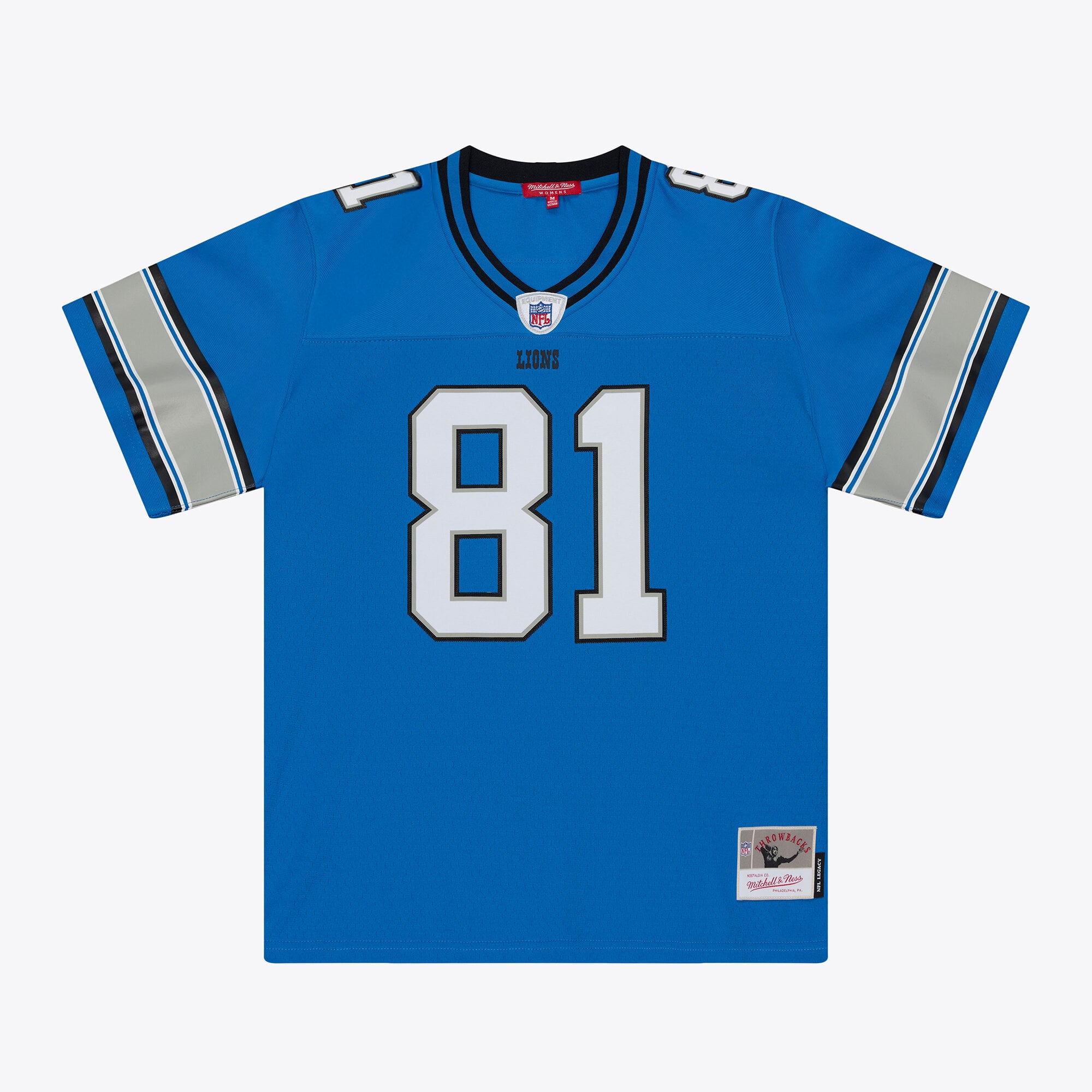 Maillot réplique Mitchell & Ness Calvin Johnson bleu Detroit Lions 2007 Legacy pour femme