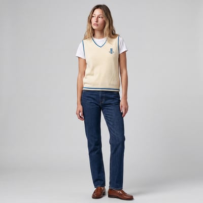 Detroit Lions Mitchell & Ness Women's Retro Roots V-Neck Sweater Vest - Cream