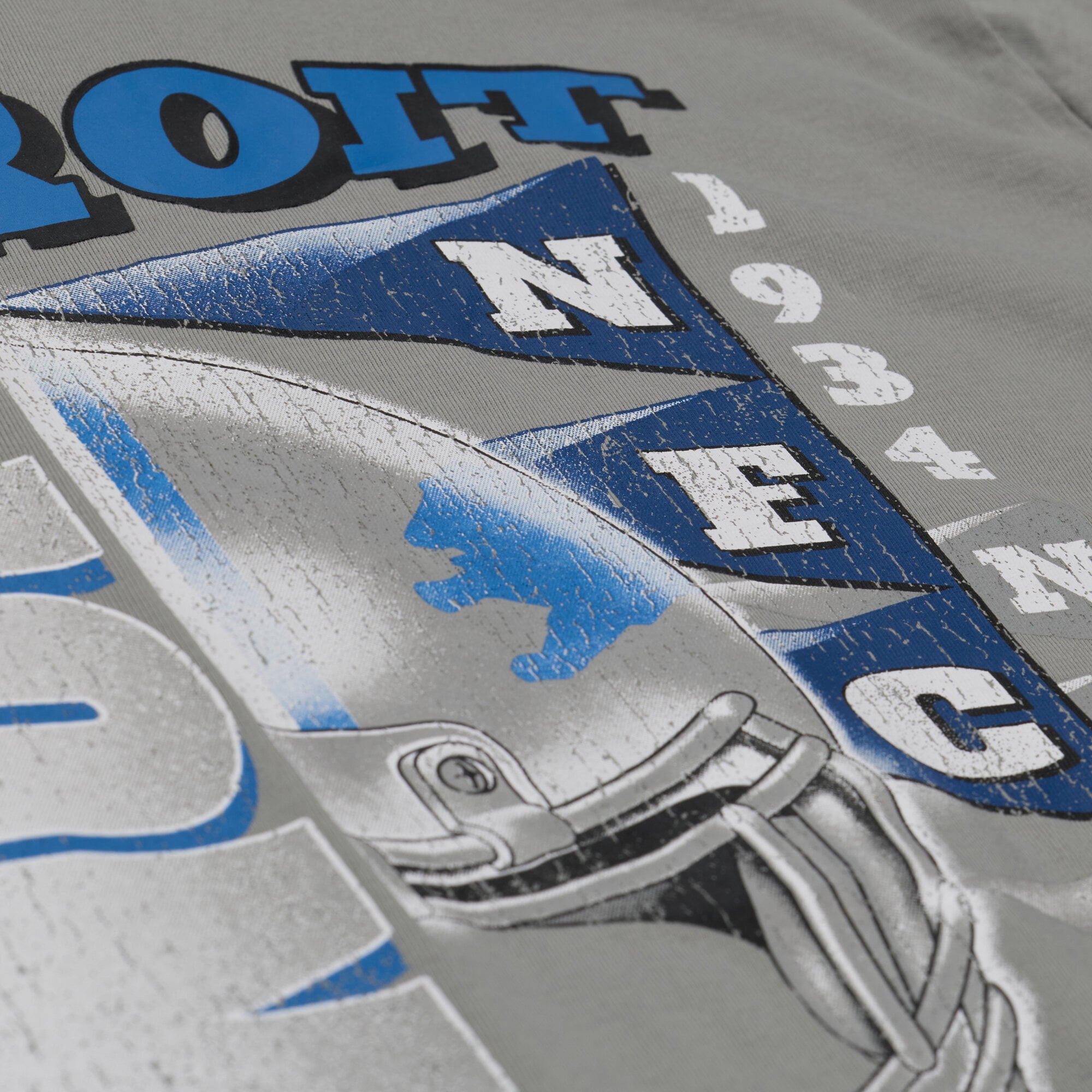 Women's Mitchell & Ness Gray Detroit Lions Street Graphic Boxy Cropped T-Shirt