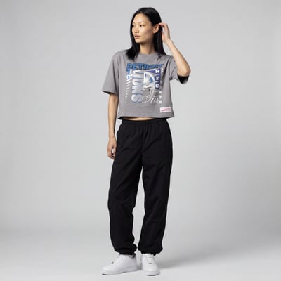 Detroit Lions Mitchell & Ness Women's Street Graphic Boxy Cropped T-Shirt - Gray