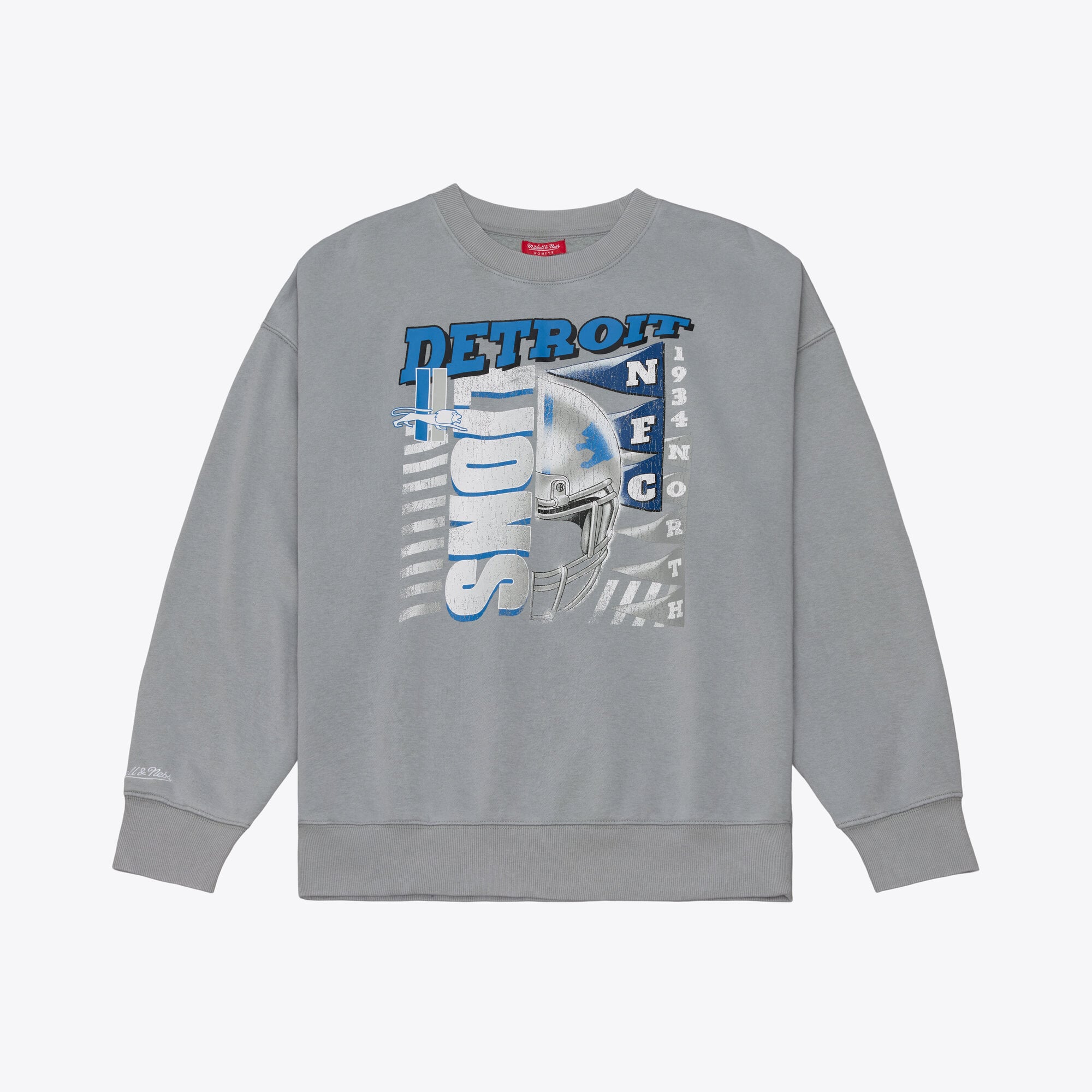 Women's Mitchell & Ness Gray Detroit Lions Street Graphic Crewneck Sweatshirt