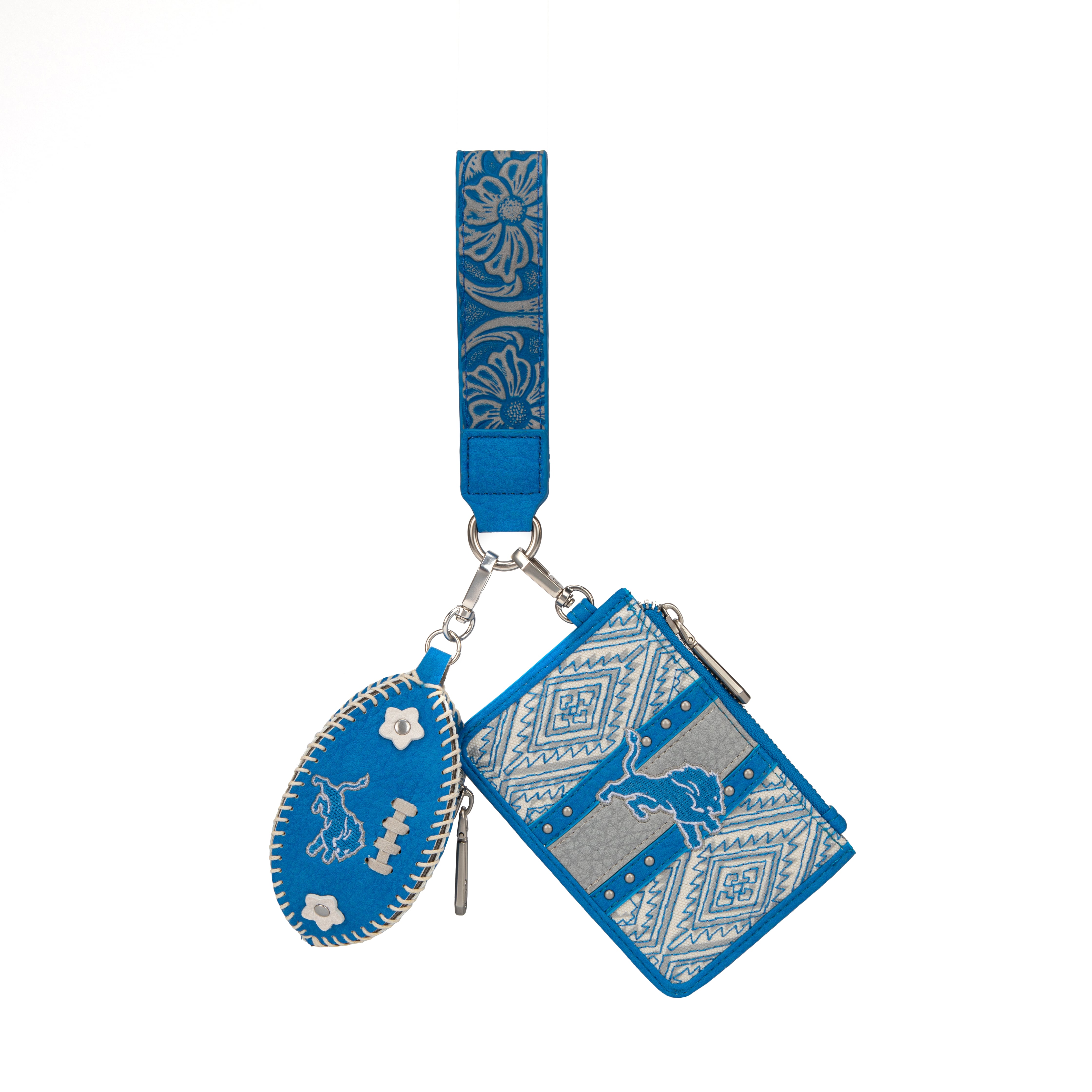 Portefeuille et bracelet porte-clés football Montana West Detroit Lions pour femme