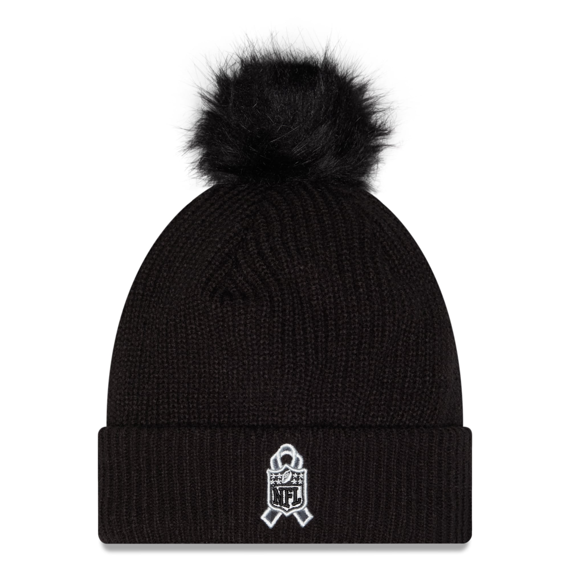 Bonnet à revers New Era noir pour femme, Detroit Lions 2026 Salute To Service, avec pompon