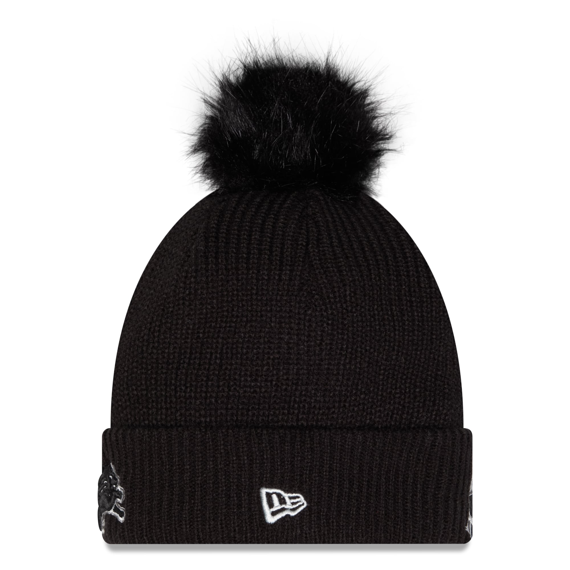 Bonnet à revers New Era noir pour femme, Detroit Lions 2026 Salute To Service, avec pompon