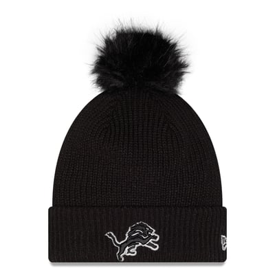 Detroit Lions New Era Women's 2026 Salute To Service Cuffed Knit Hat with Pom - Black