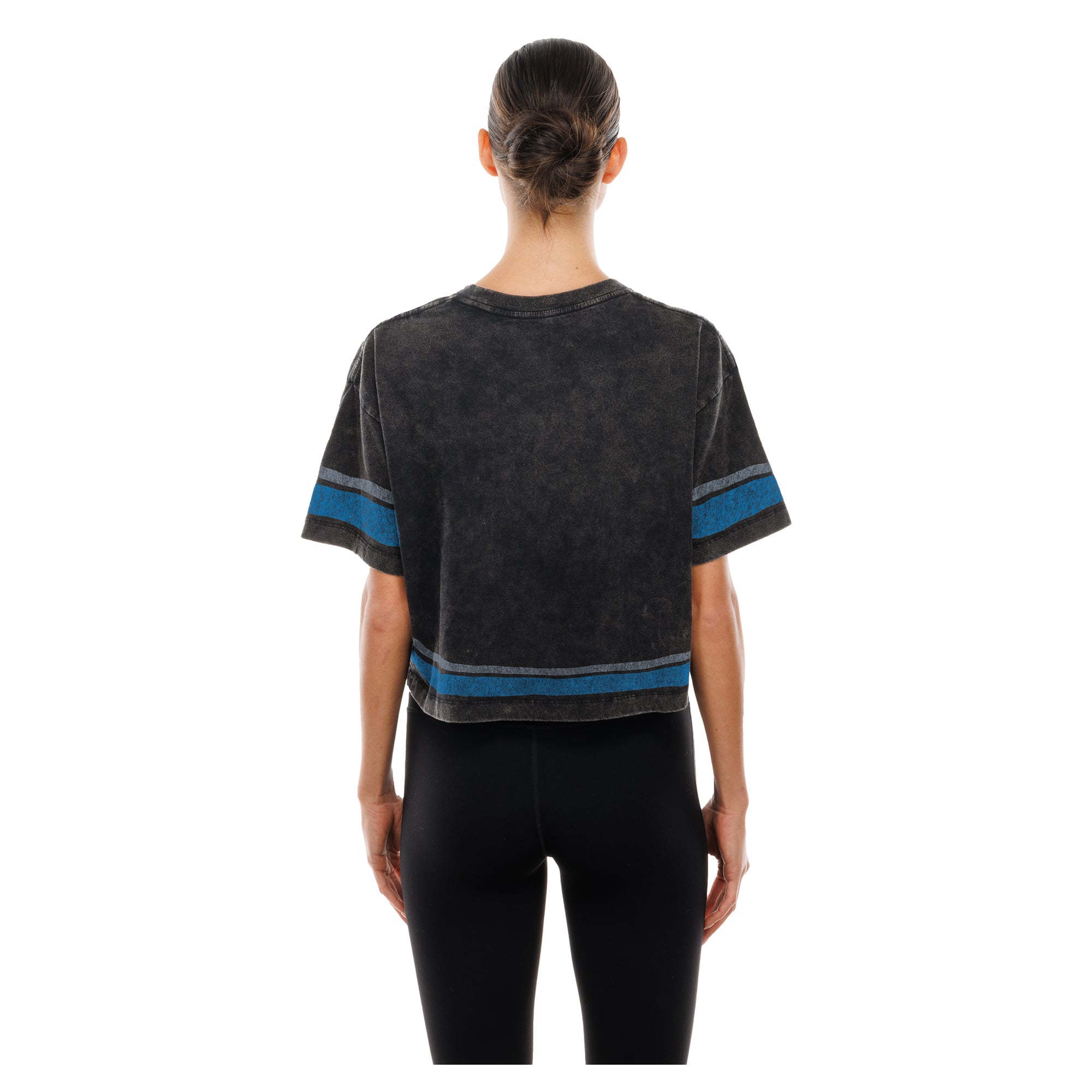 Women's New Era Black Detroit Lions Lifestyle Mineral Wash Boxy Cropped T-Shirt