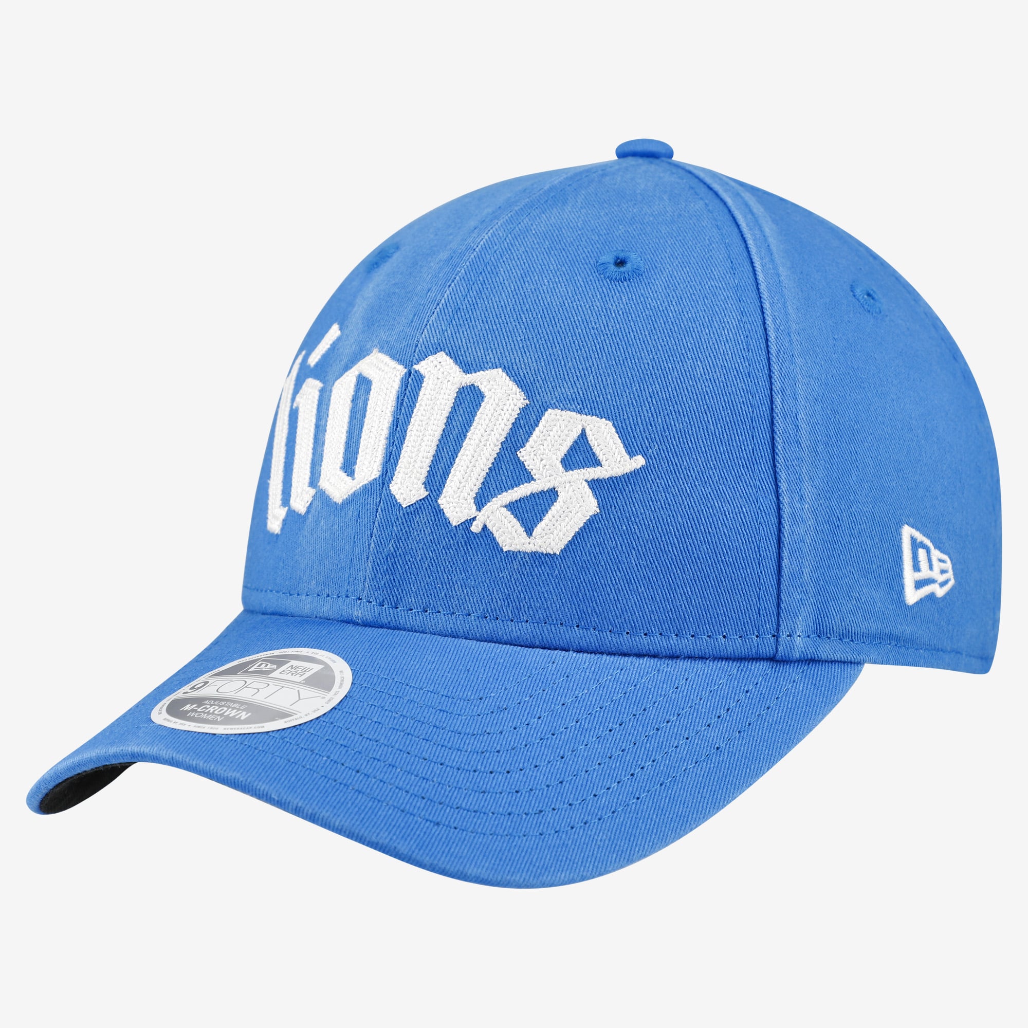 Casquette ajustable New Era bleue Detroit Lions, police gothique 9FORTY M-Crown