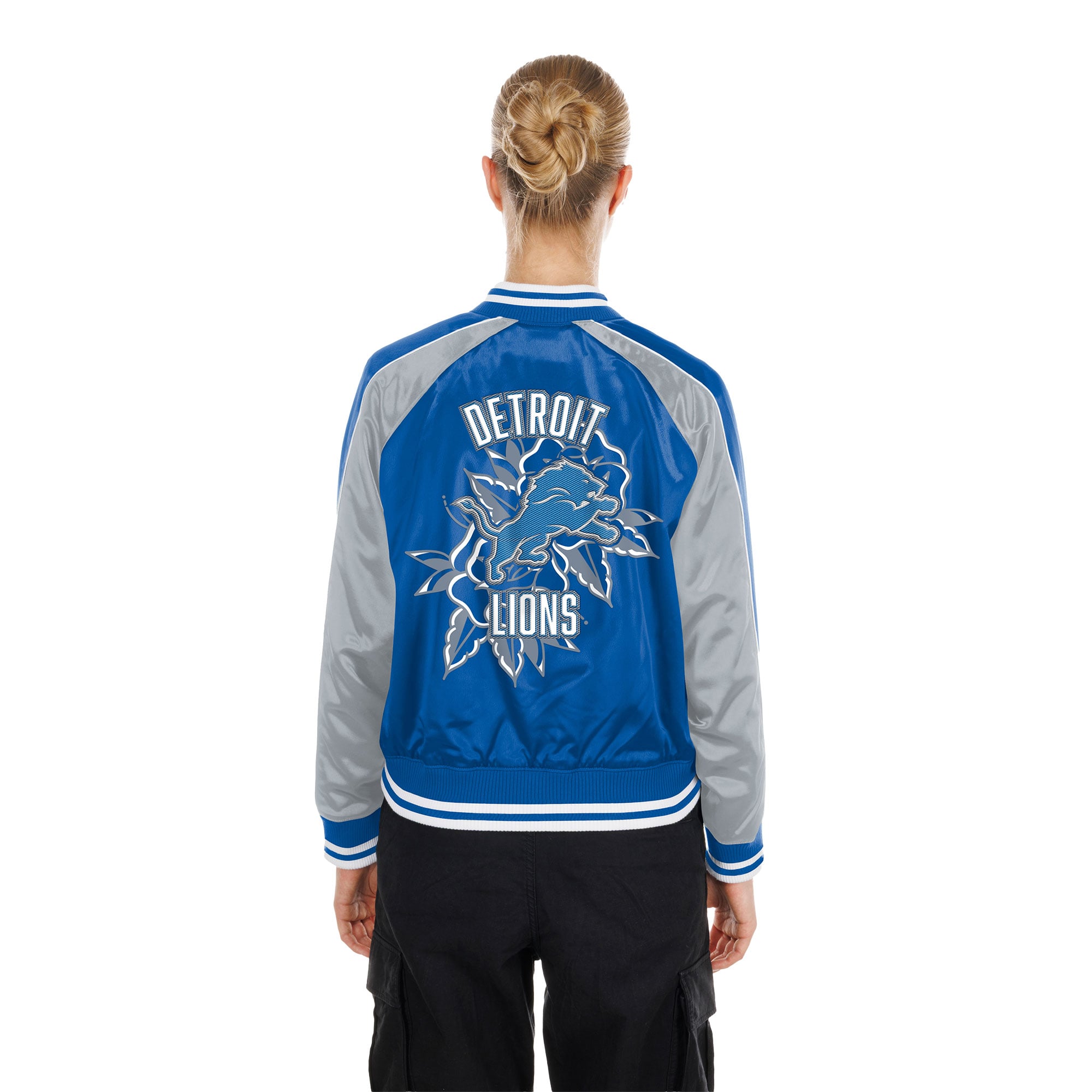 Veste en satin New Era bleue Detroit Lions pour femme