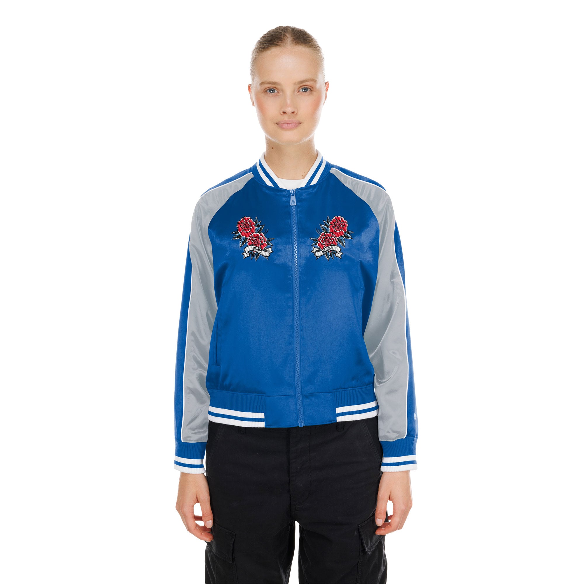 Veste en satin New Era bleue Detroit Lions pour femme