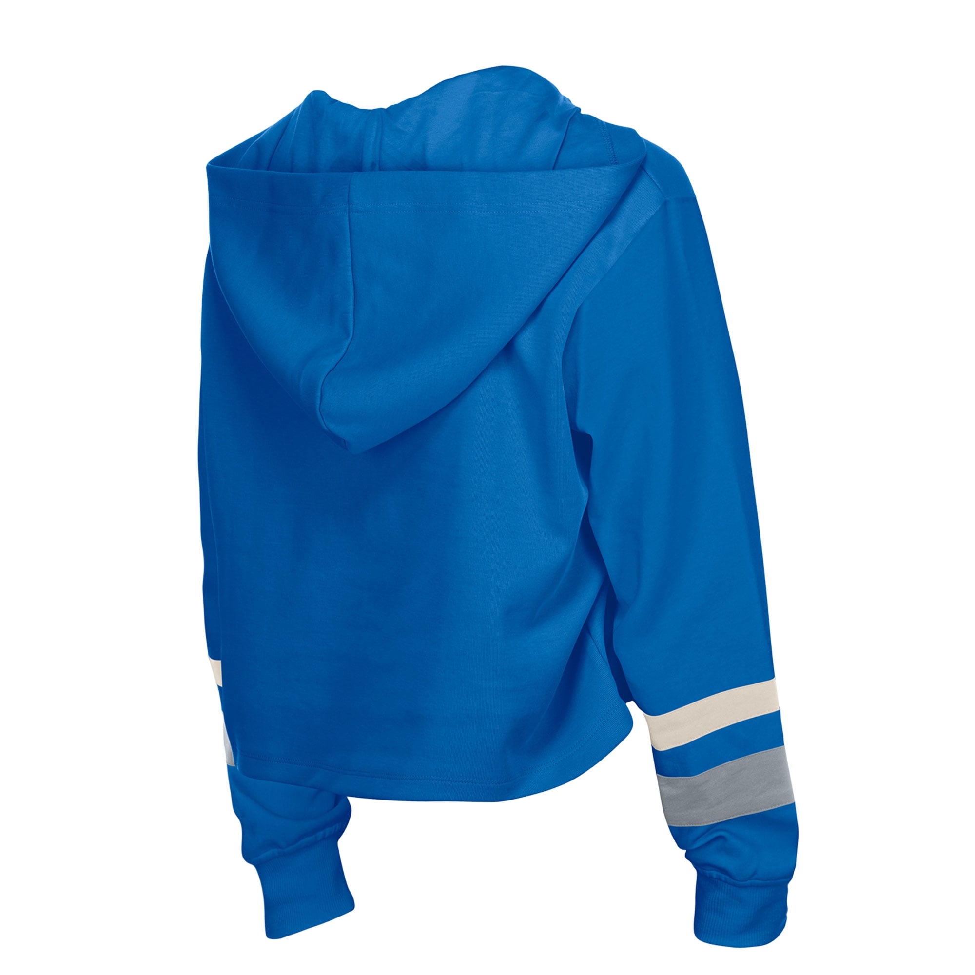 Sweat à capuche court rétro lacets New Era bleu Detroit Lions pour femme, grandes tailles