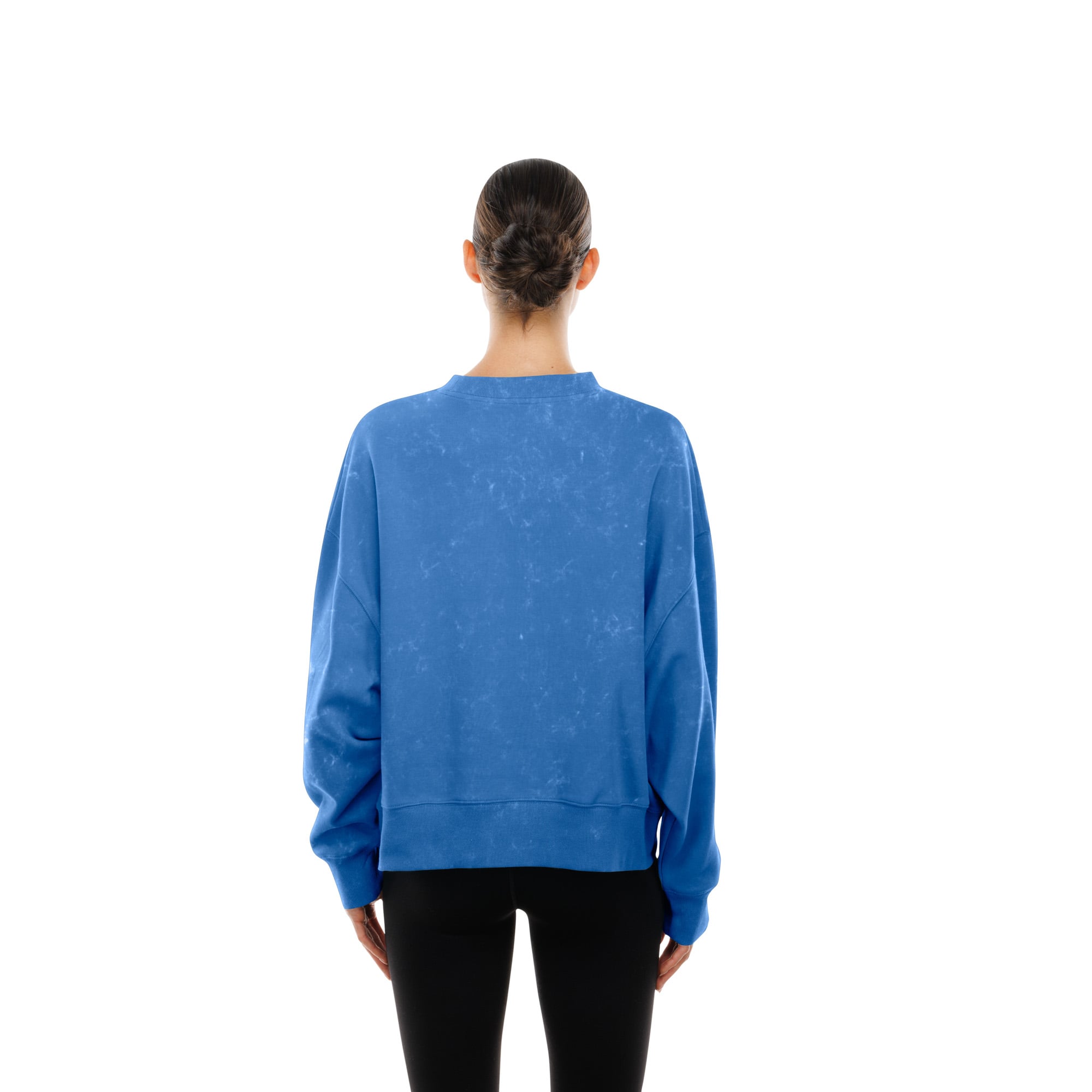 Sweat-shirt à col rond en molleton délavé bleu Detroit Lions pour femme, style rétro, New Era.