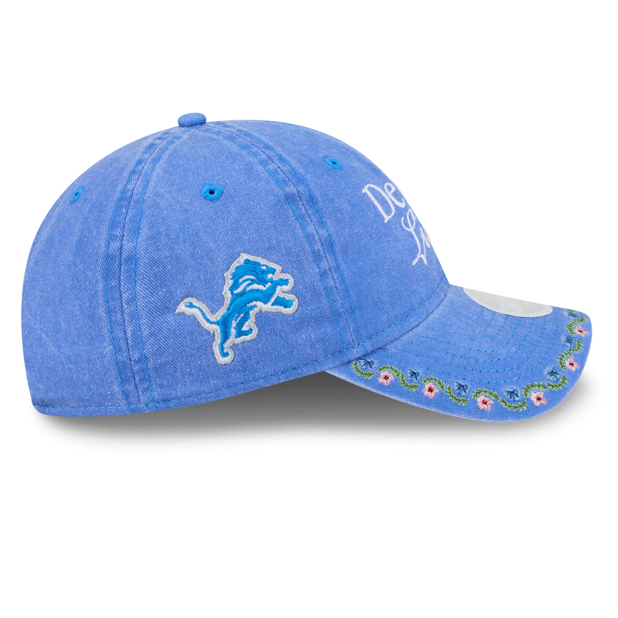 Women's New Era Blue Detroit Lions Washed Floral 9TWENTY Adjustable Hat