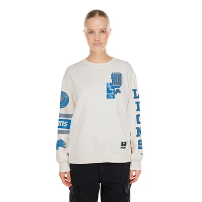  Detroit Lions New Era Women's Academic Crewneck Sweatshirt - Cream