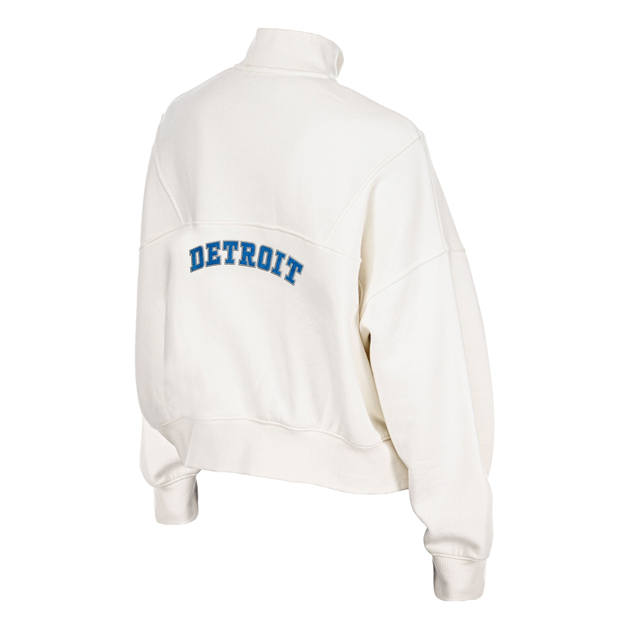 Pull à col zippé New Era crème Detroit Lions Academic pour femme