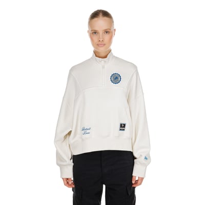  Detroit Lions New Era Women's Academic Quarter-Zip Pullover - Cream