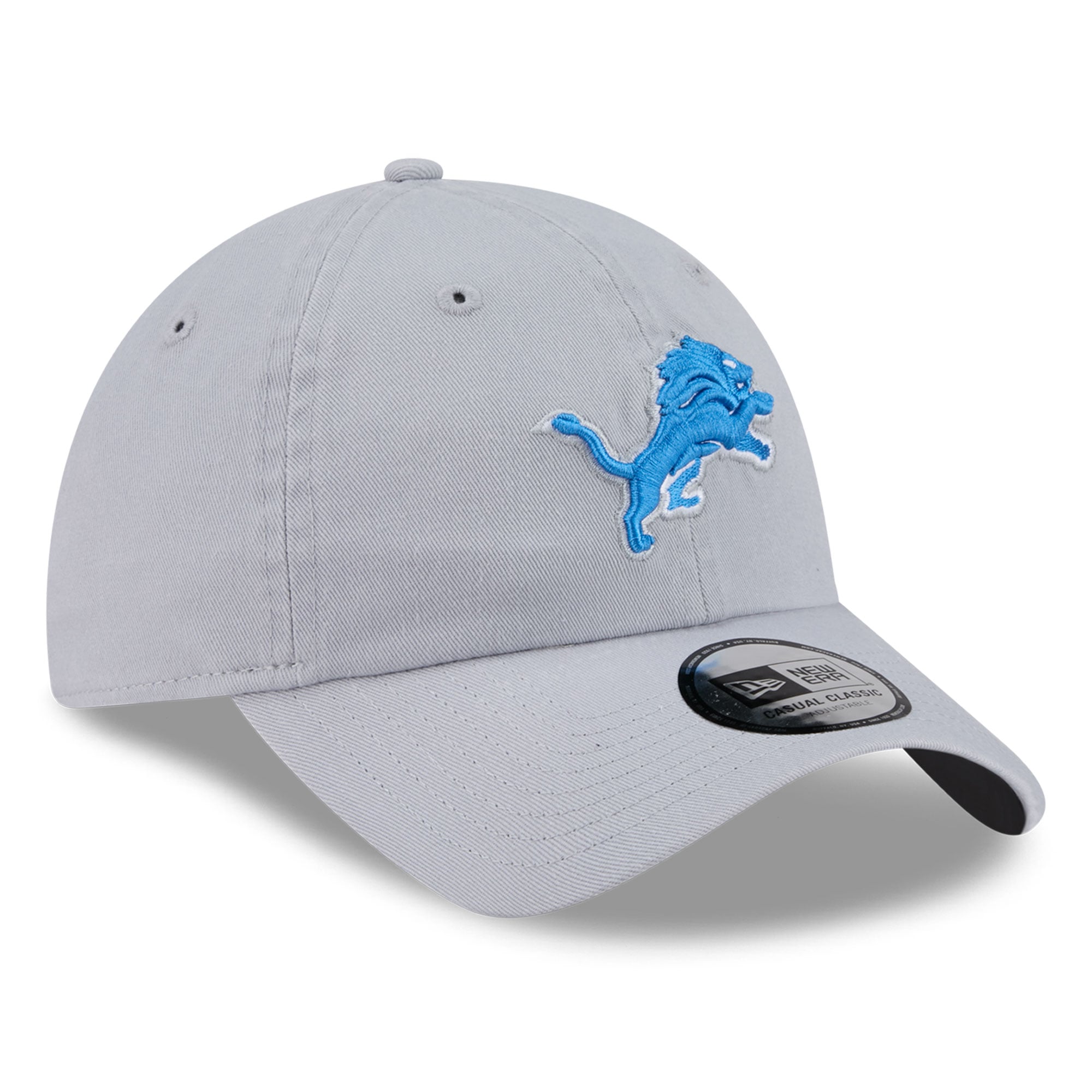 Casquette New Era grise pour femme, style rétro, classique et ajustable, Detroit Lions.