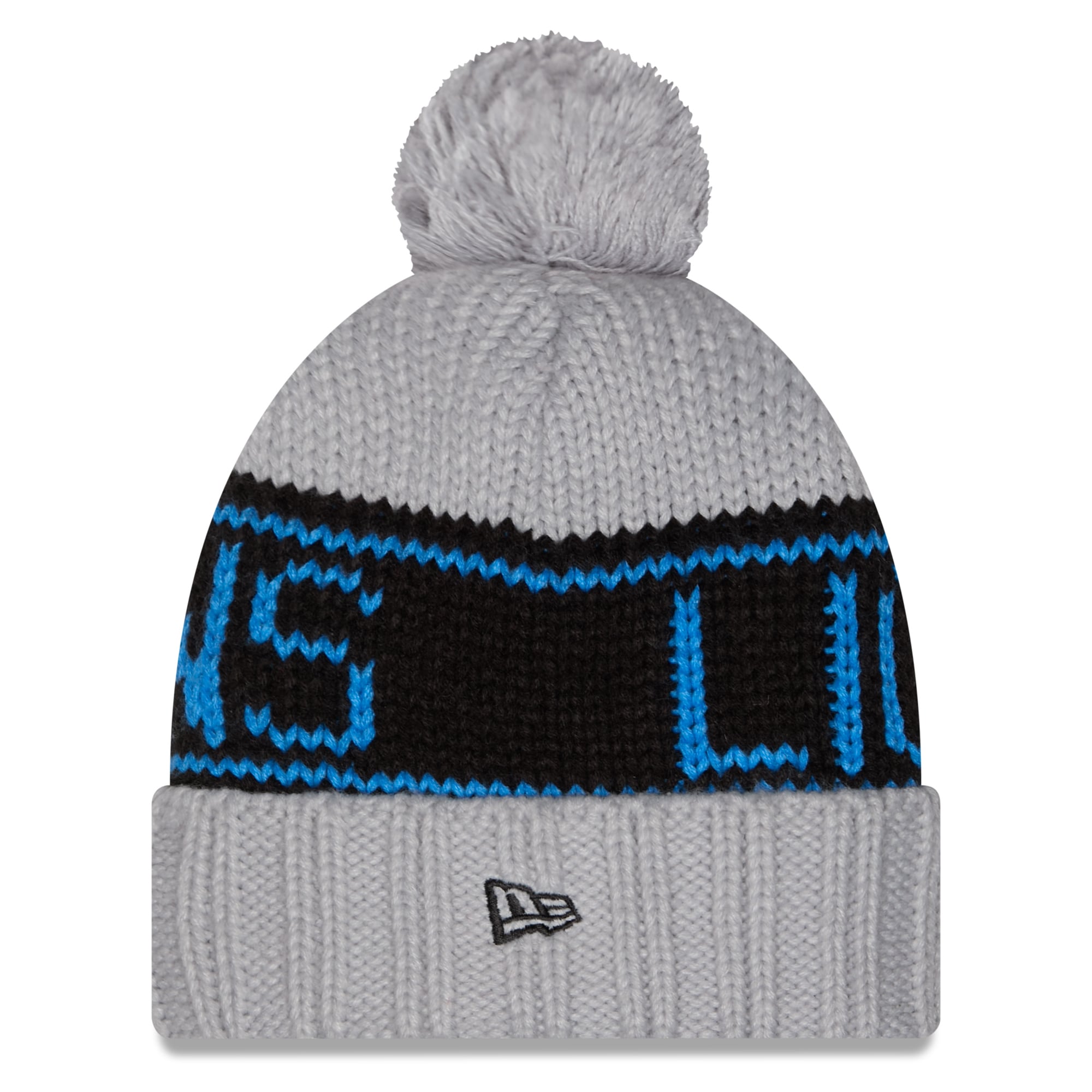 Women's New Era Silver Detroit Lions 2026 Rivalries Collection Cuffed Knit Hat with Pom